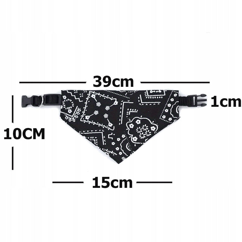 BANDANA SCARF TRIANGULAR CAT DOG COLLAR BLACK LEASH BANDANA Color black