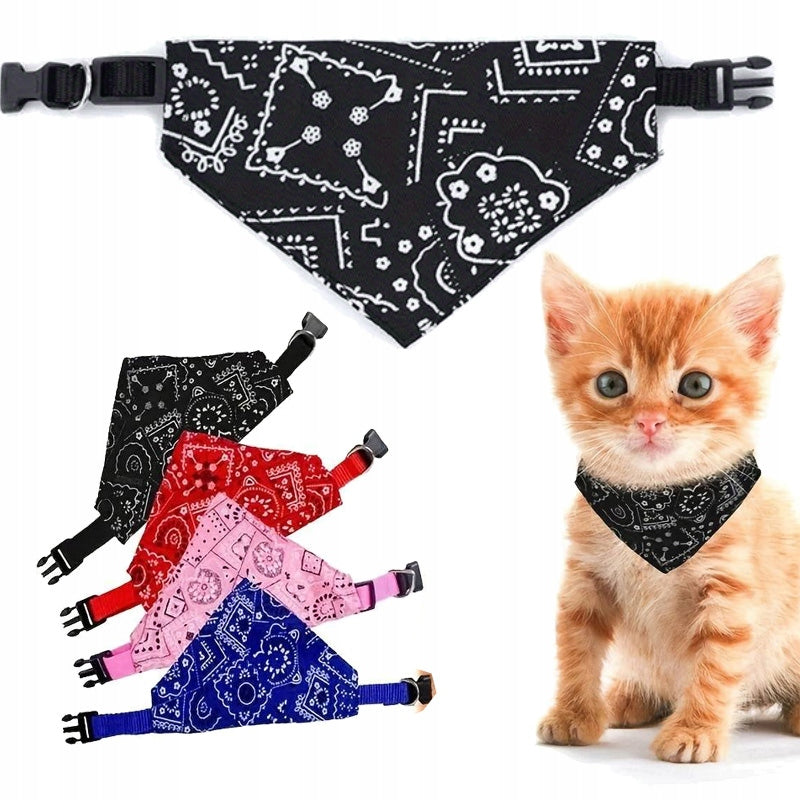 BANDANA SCARF TRIANGULAR CAT DOG COLLAR BLACK LEASH BANDANA