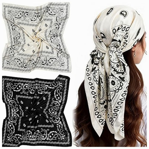 BANDANA SILK WOMEN'S LARGE SQUARE HEADSCARF NECK ORNAMENT