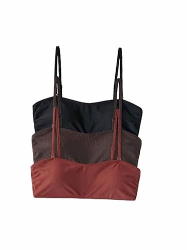 BANDEAU BIKINI TOPS WOMEN'S SET OF 3 STRAPS FOR HOME