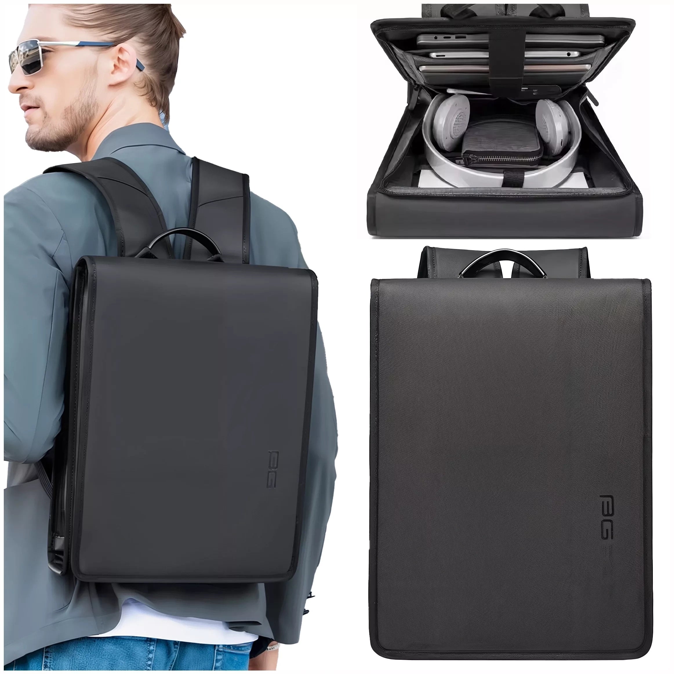 BANGE Backpack for LAPTOP 14" urban youth waterproof black SLIM