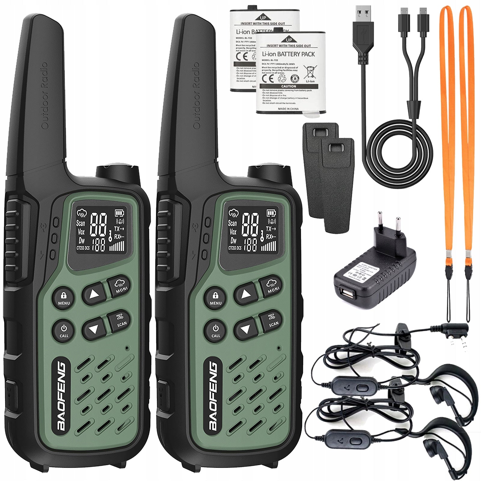 BAOFENG BF-25E WALKIE-TALKIE LONG RANGE SUBCHANNEL ELBOW TOKI USB-C FLASHLIGHT