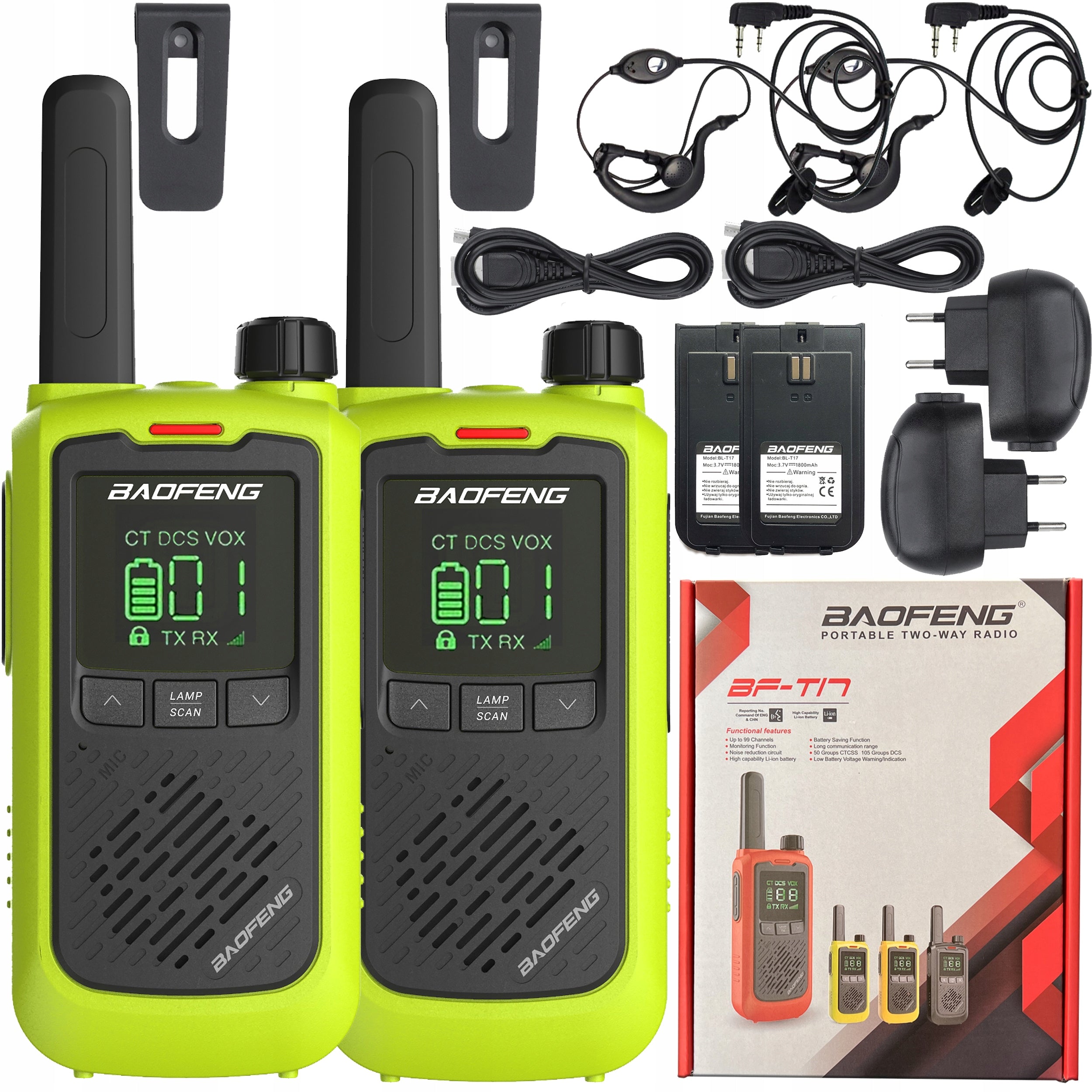 BAOFENG BF-T17 EU USB-C 1800mah WALKIE TALKIE WALKIE FLASHLIGHT