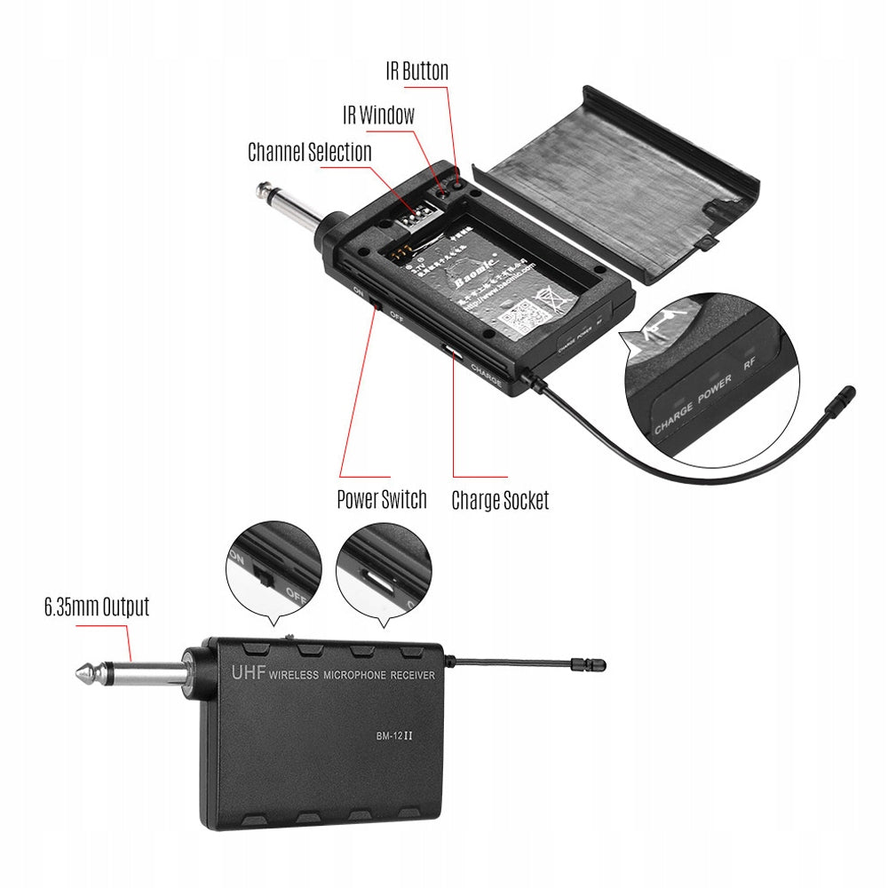 BAOMIC BM-12/V2 Professional UHF Wireless CB Microphone System