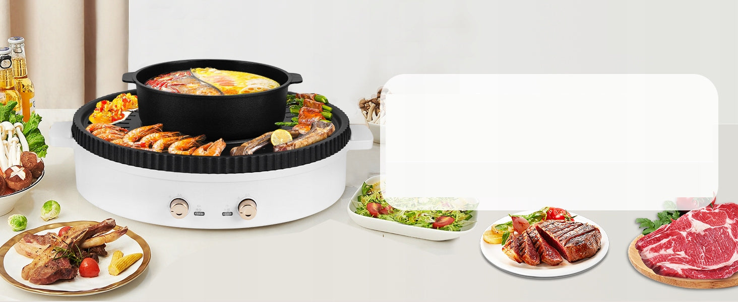 BARBECUE HOT POT ELECTRIC GRILL two levels 2000W white EAN (GTIN) 0610446393729