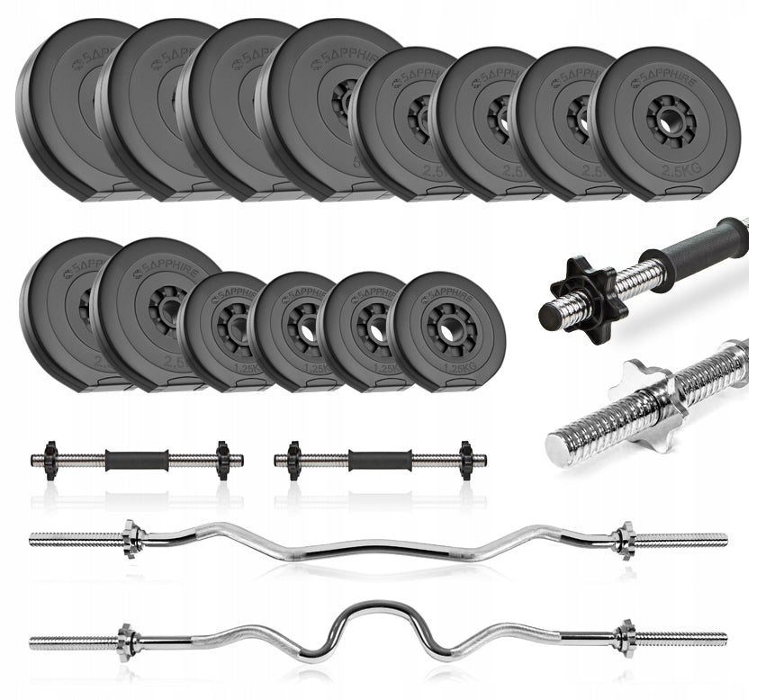 BARBELL 47KG SET gym WEIGHTED WEIGHTS WITH 3 GRIFFINS dumbbellS GRYF