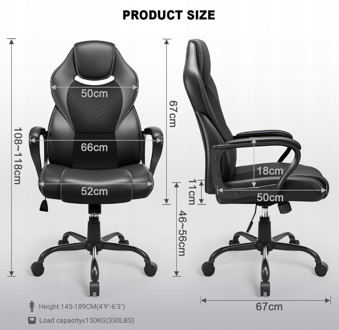 BASETBL office chair, ergonomic, PU leather, Manufacturer code B08S41S9R5