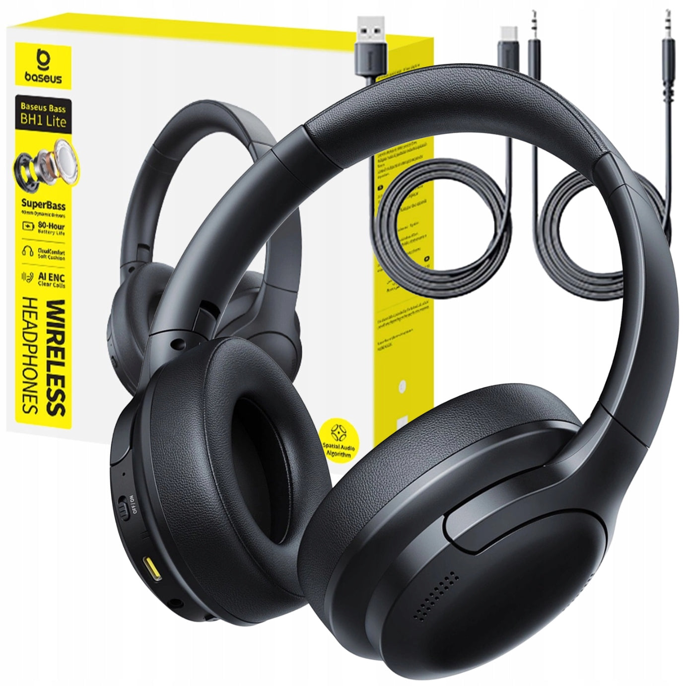BASEUS BLUETOOTH 6.0 USB-C Bass BH1 Lite WIRELESS ON-EAR HEADPHONES Manufacturer code A0203C00