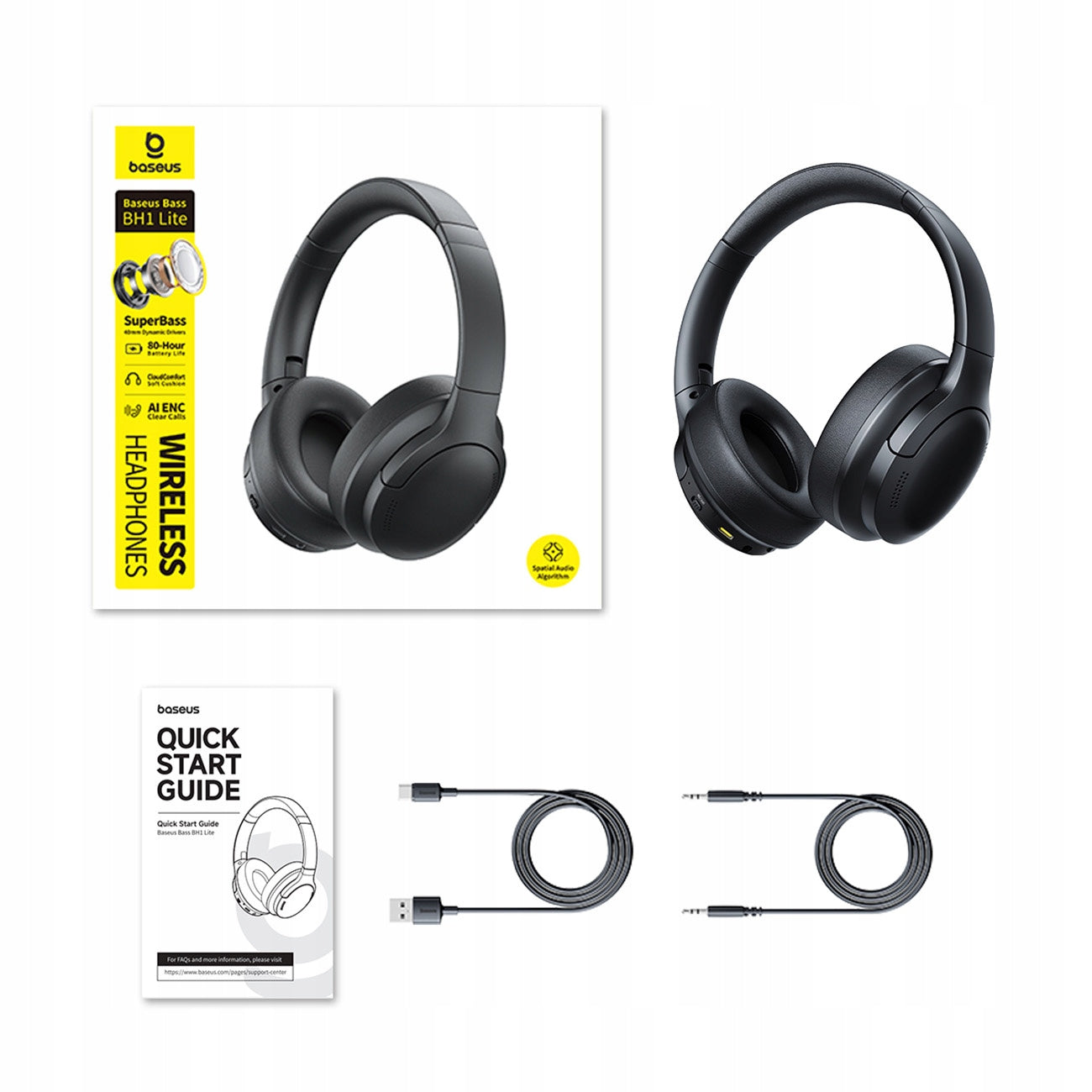 BASEUS BLUETOOTH 6.0 USB-C Bass BH1 Lite WIRELESS ON-EAR HEADPHONES