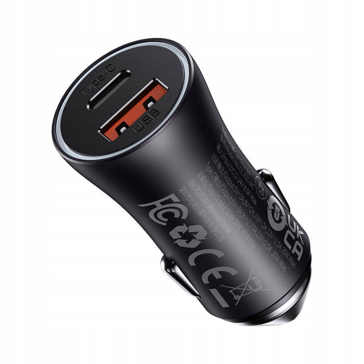 BASEUS CAR CHARGER QC 4.0 USB USB-C 60W Color black
