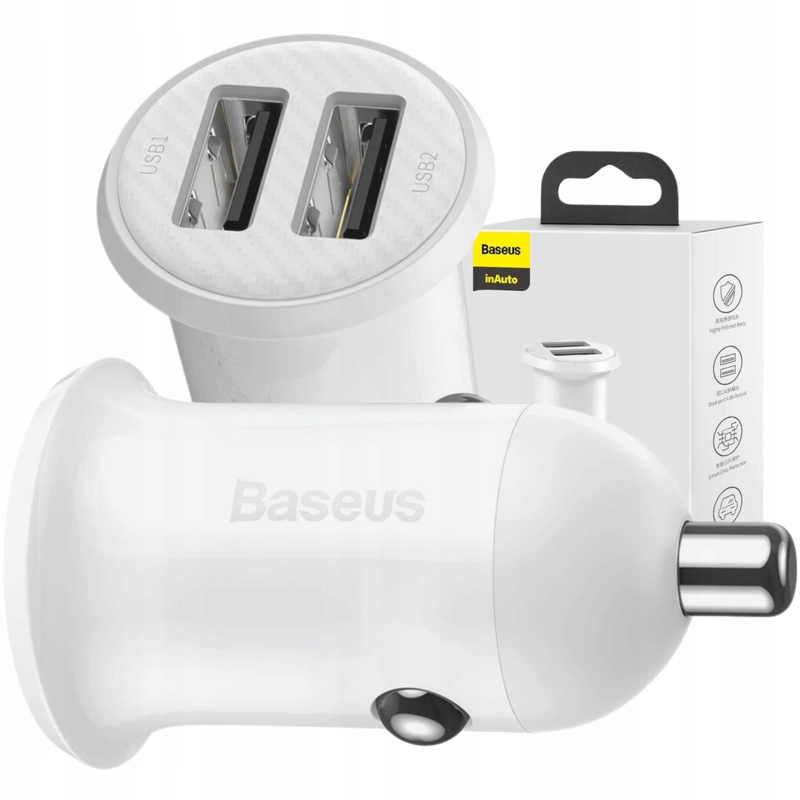 BASEUS FAST CAR CHARGER 2 USB STRONG 4,8A FOR CIGARETTE LIGHTER SOCKET