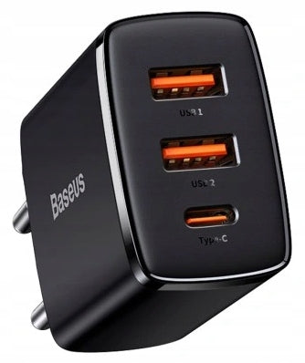 BASEUS FAST CHARGER 3xUSB USB-C 30W POWER ADAPTER FOR AFC PHONE Packaging status original