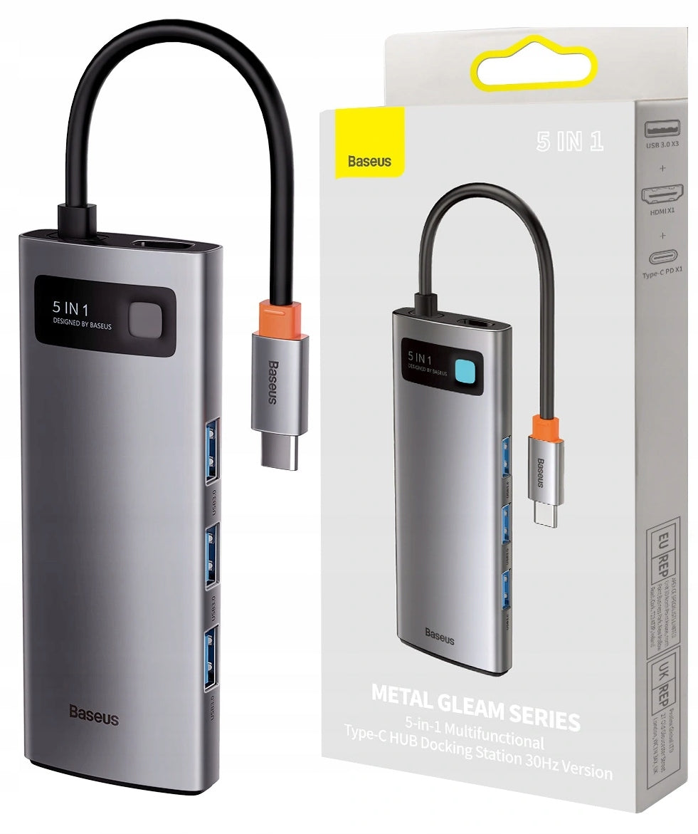 BASEUS HUB ADAPTER DOCKING STATION SPLITTER 5in1 USB-C 3xUSB HDMI PD 100W