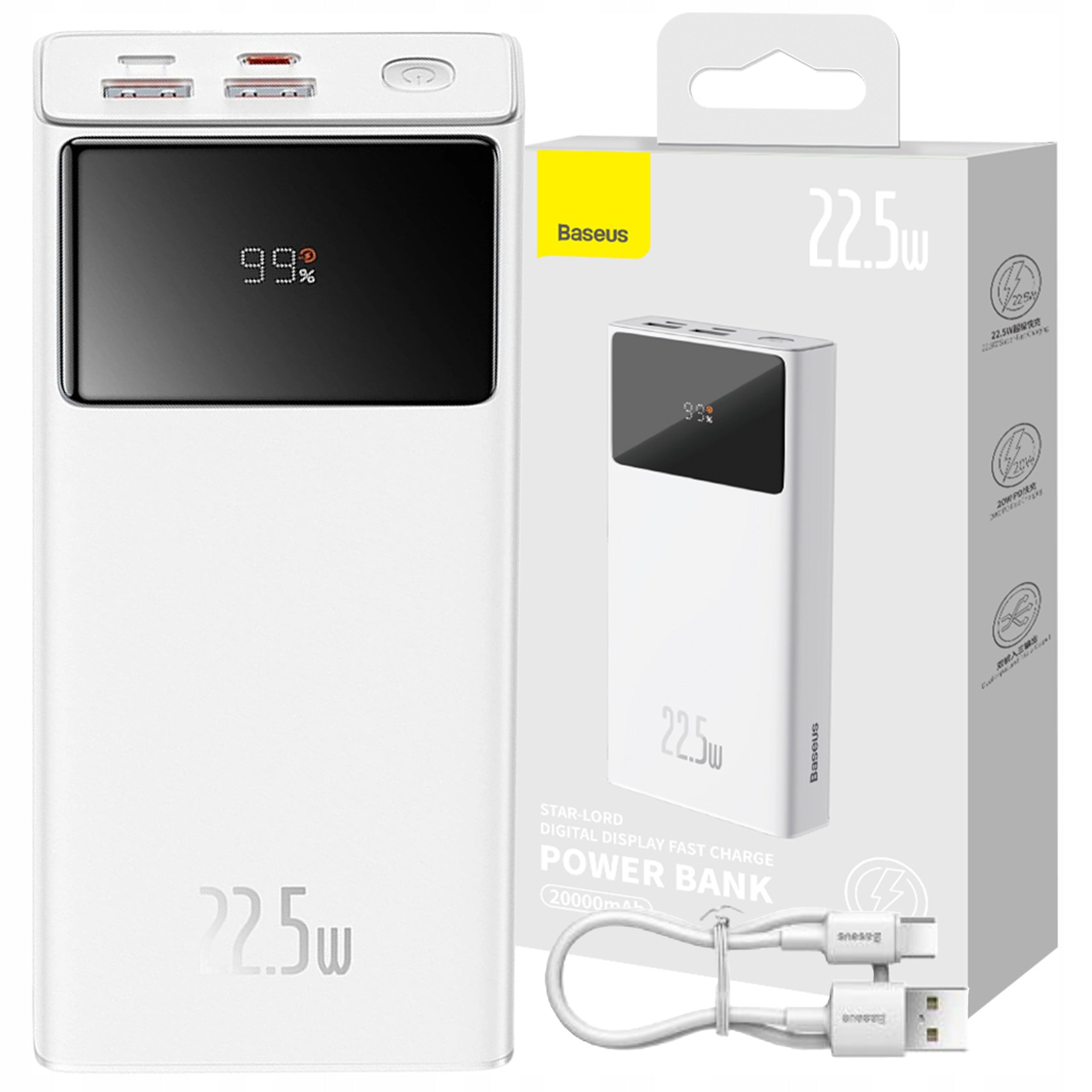 BASEUS POWER BANK 20000MAH FAST CHARGING 22,5W PD QC USB-C USB-A MICRO