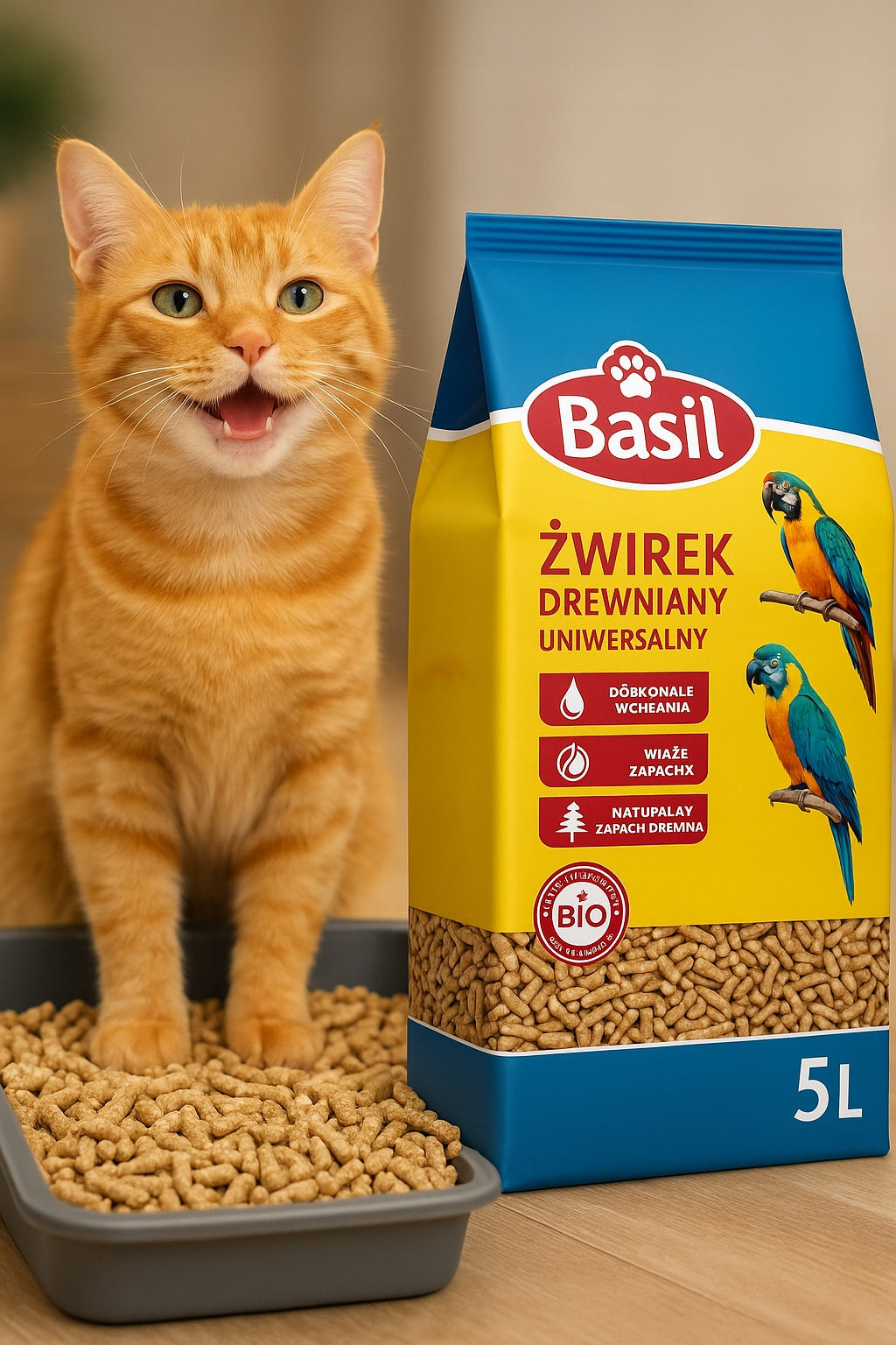 BASIL UNIVERSAL WOODEN LITTER 5L FOR CAT Manufacturer code TOP000002