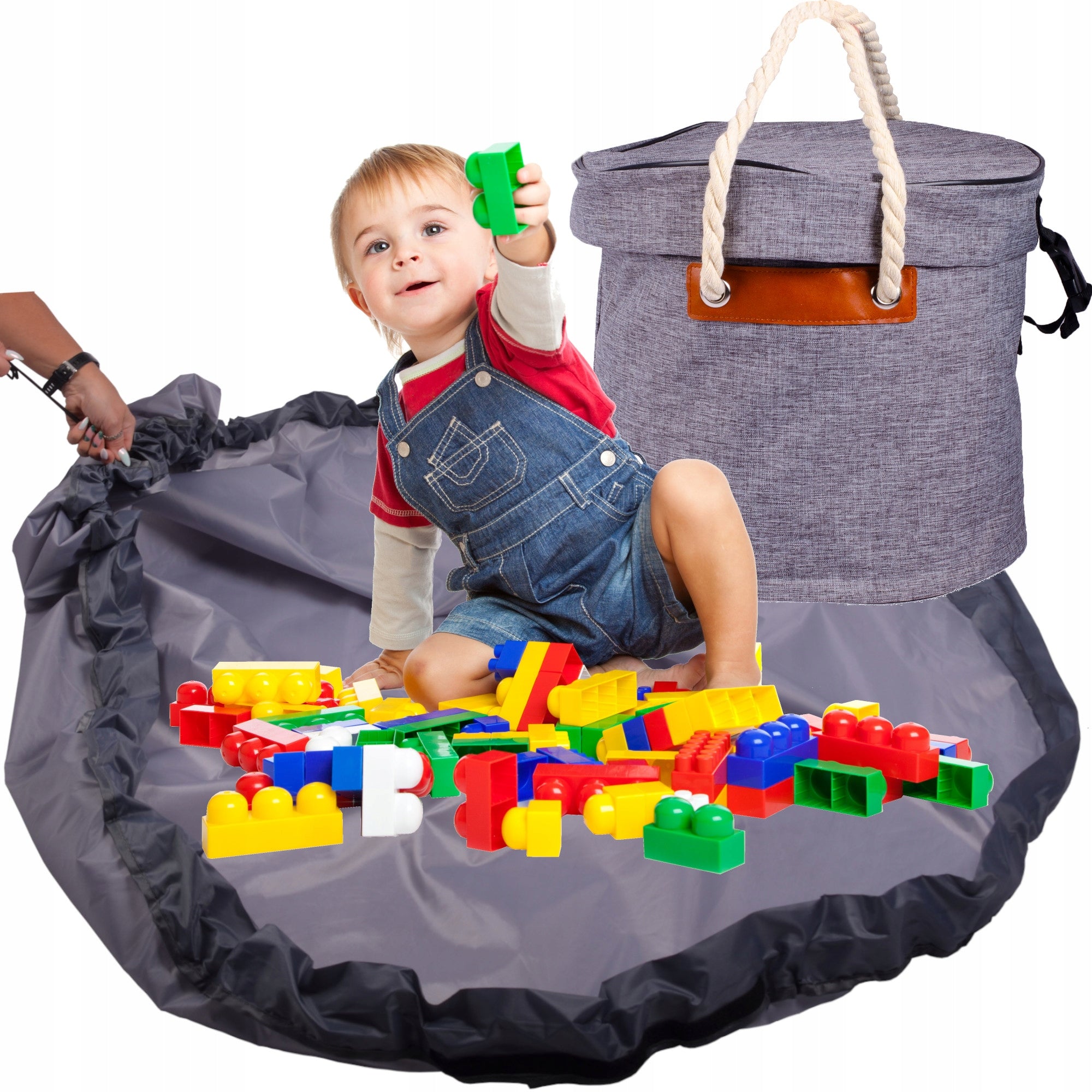 BASKET TOY CONTAINER BLOCKS WITH DETACHABLE PLAY MAT FOR BABY LARGE Brand Wobell