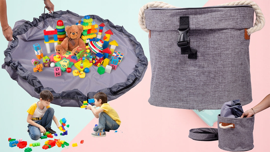 BASKET TOY CONTAINER BLOCKS WITH DETACHABLE PLAY MAT FOR BABY LARGE Capacity 6 l