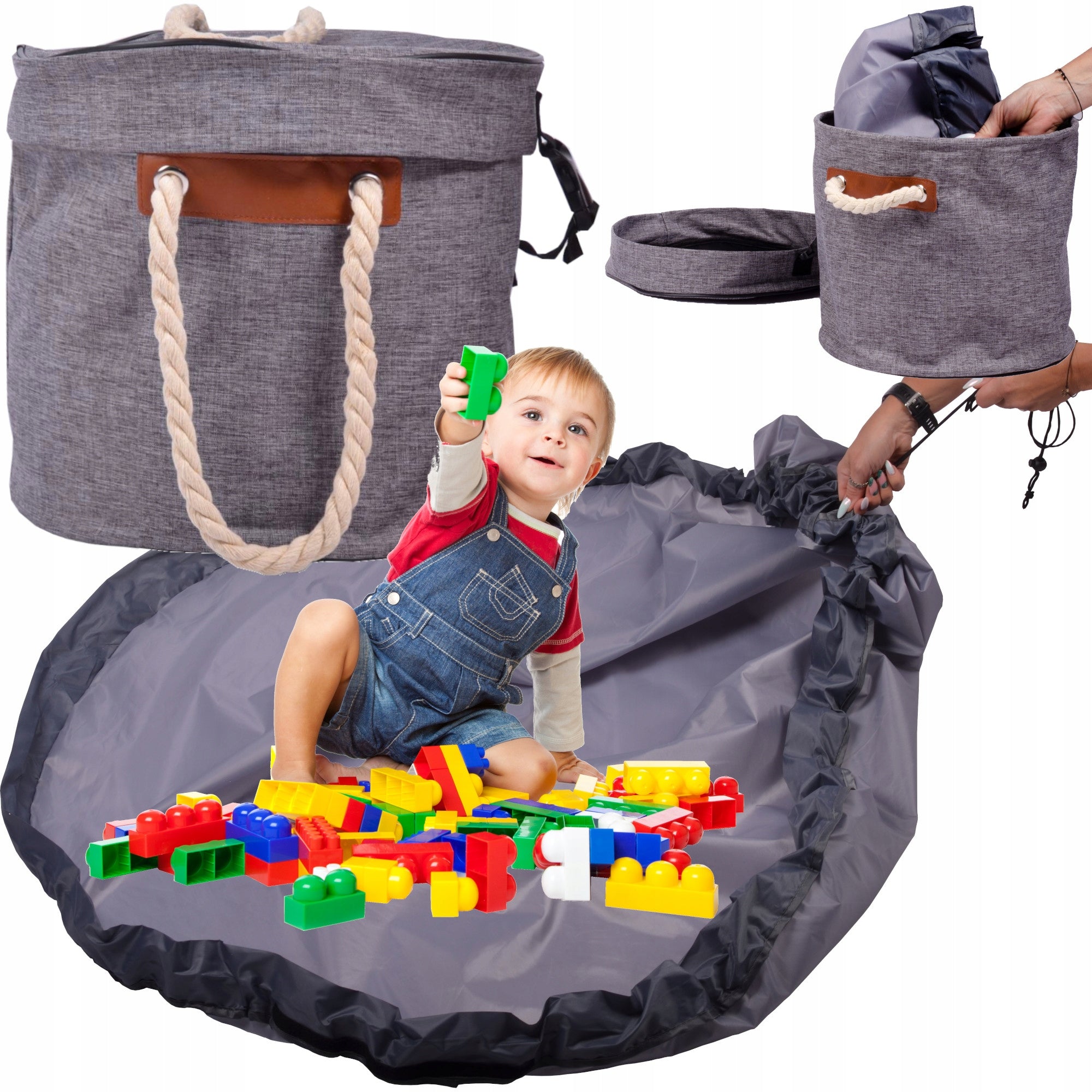 BASKET TOY CONTAINER BLOCKS WITH DETACHABLE PLAY MAT FOR BABY LARGE