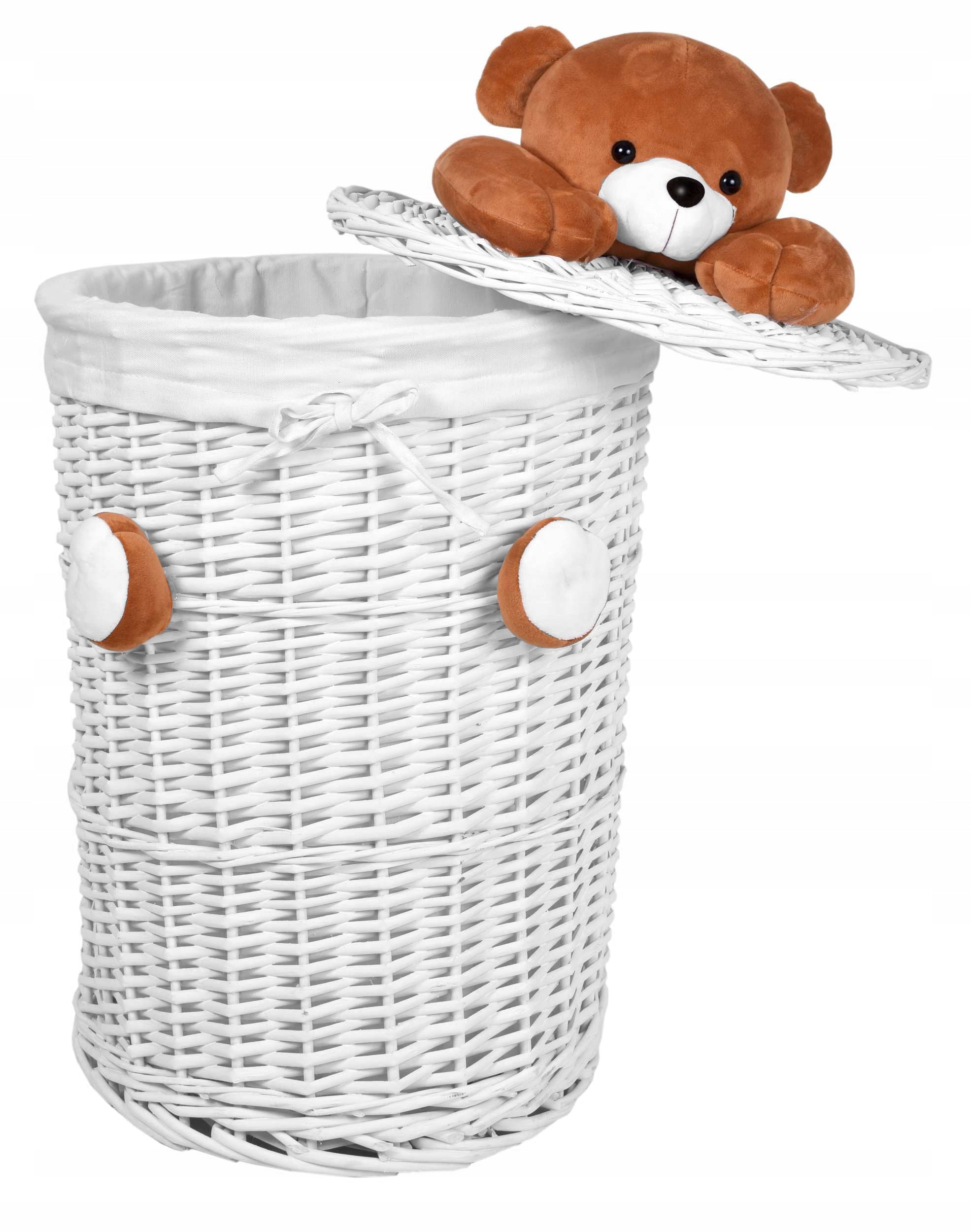 BASKET TOY CONTAINER LAUNDRY UNDERWEAR WICKER BEAR 75L WHITE