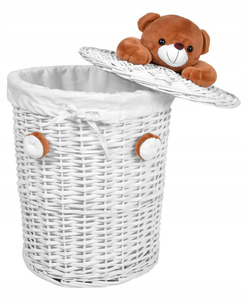 BASKET WICKER CONTAINER WHITE FOR TOYS WASHING DIAPERS BLOCKS BEAR 40L Brand Gockowiak