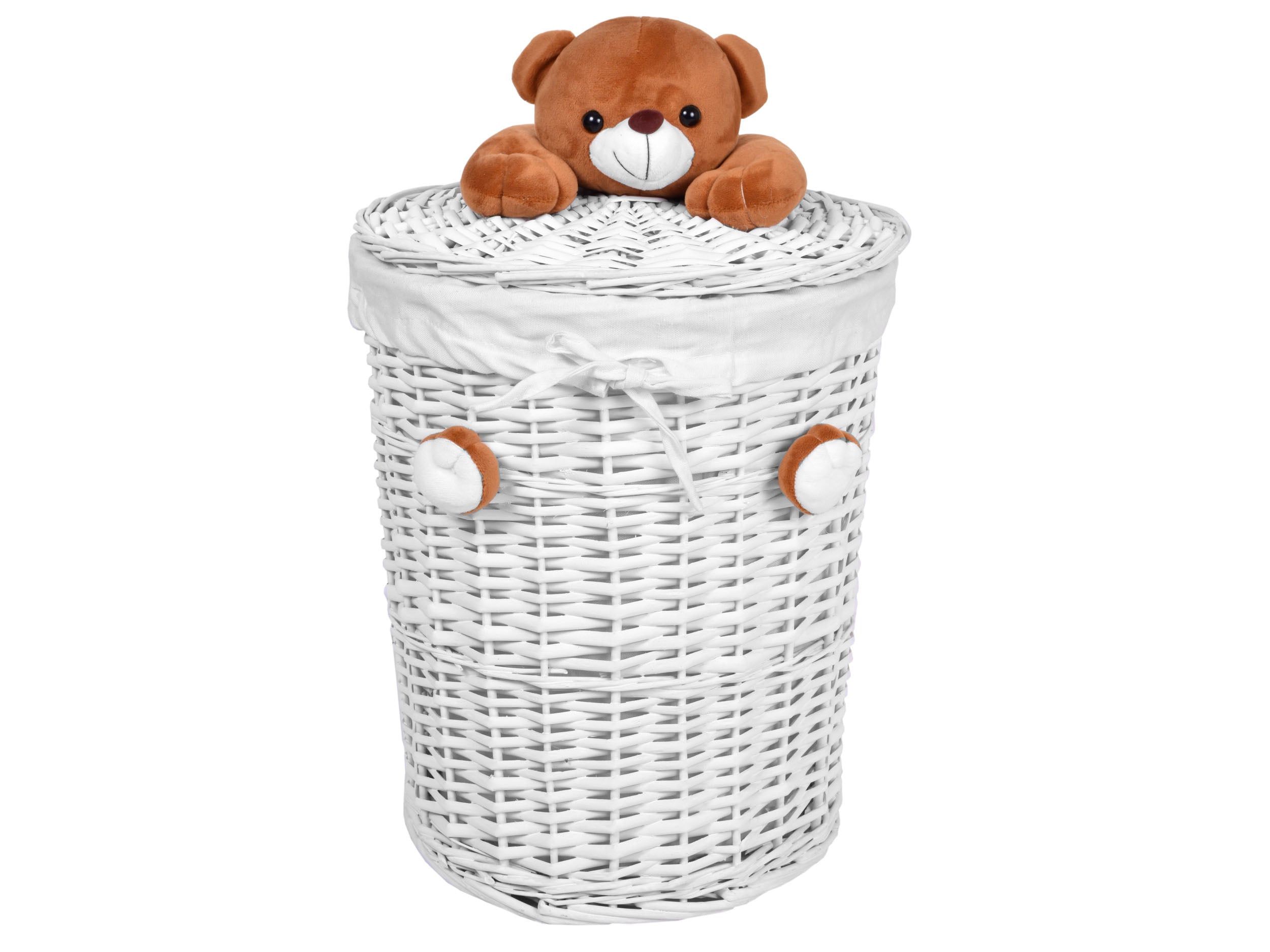 BASKET WICKER CONTAINER WHITE FOR TOYS WASHING DIAPERS BLOCKS BEAR 40L EAN (GTIN) 5902340304990
