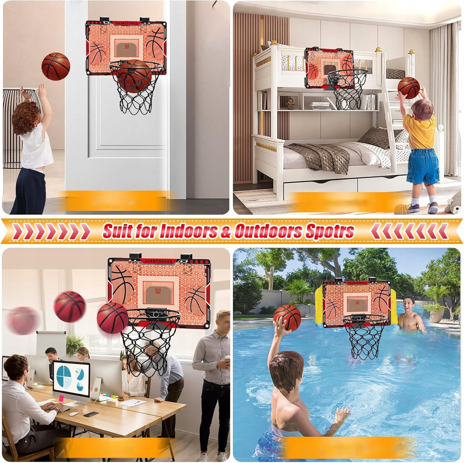 BASKETBALL BOARD BASKET INTERACTIVE LED KIDS COUNTING POINTS SOUND Kid's age 3＋ years