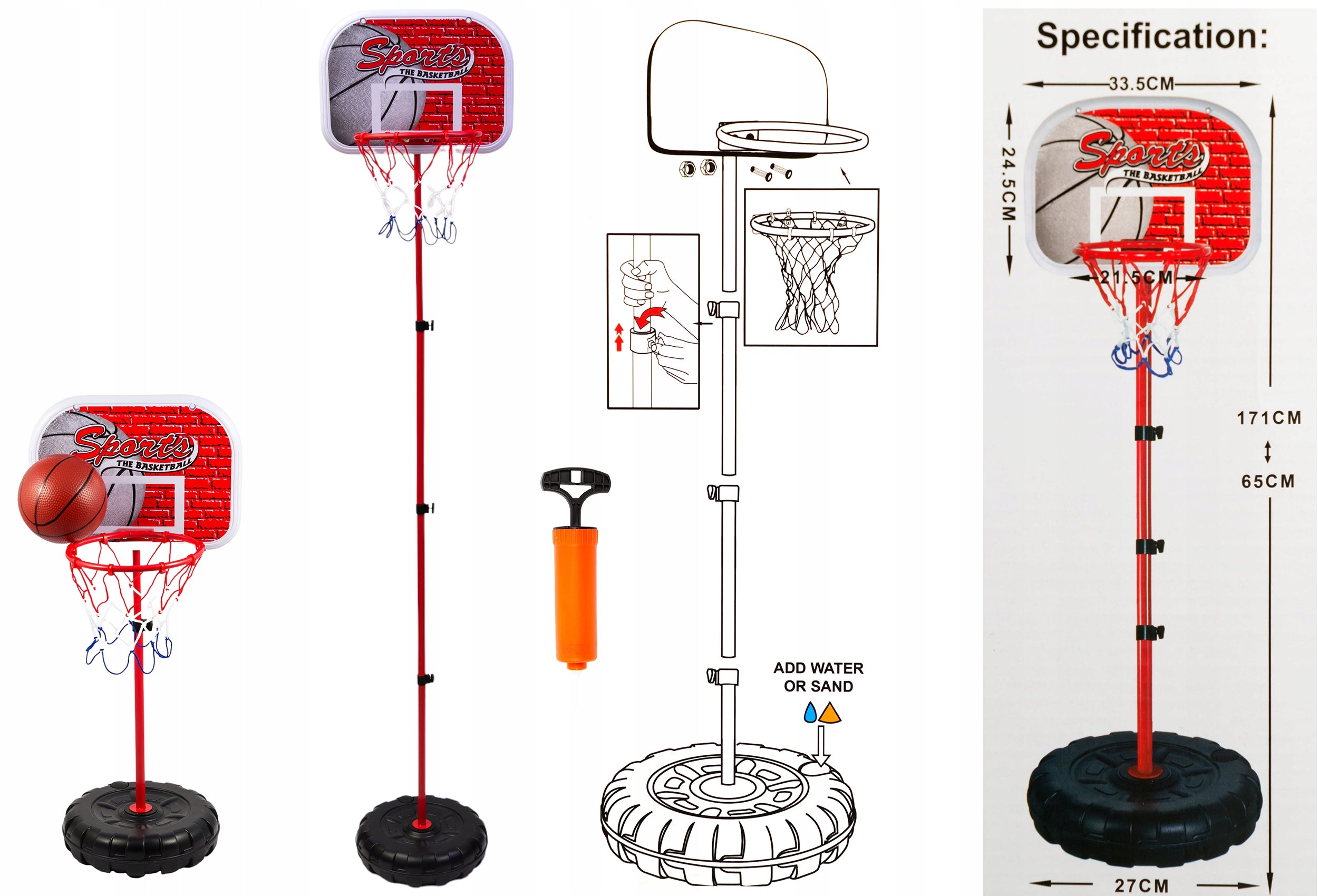 BASKETBALL FOR KIDS ADJUSTABLE BASKETBALL GAME SET + akcesoria HIT Kind basketball set