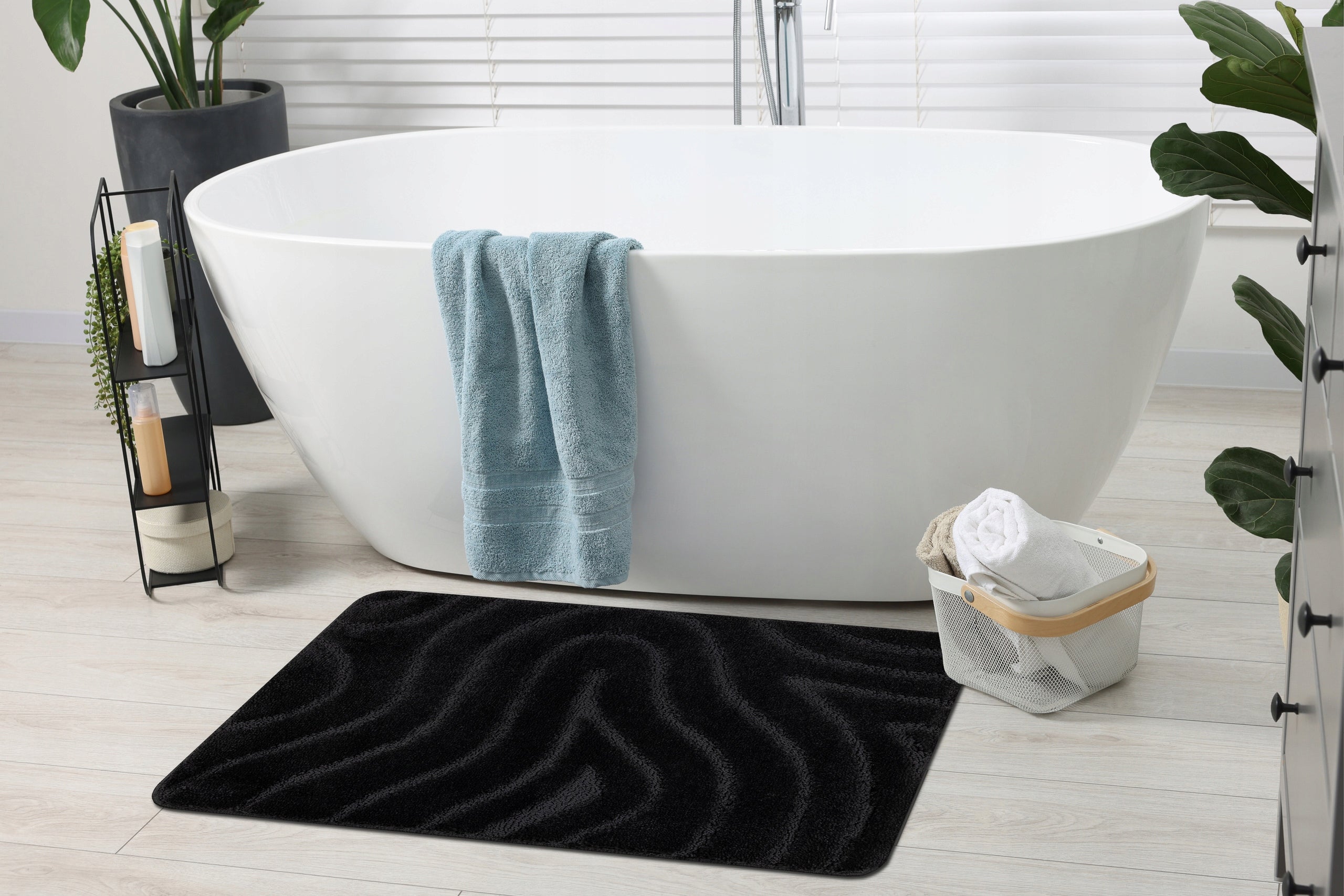 BATHROOM CARPET 60x100 WAVES black ANTI-SLIP SOFT #KPL263 Manufacturer code KPL263