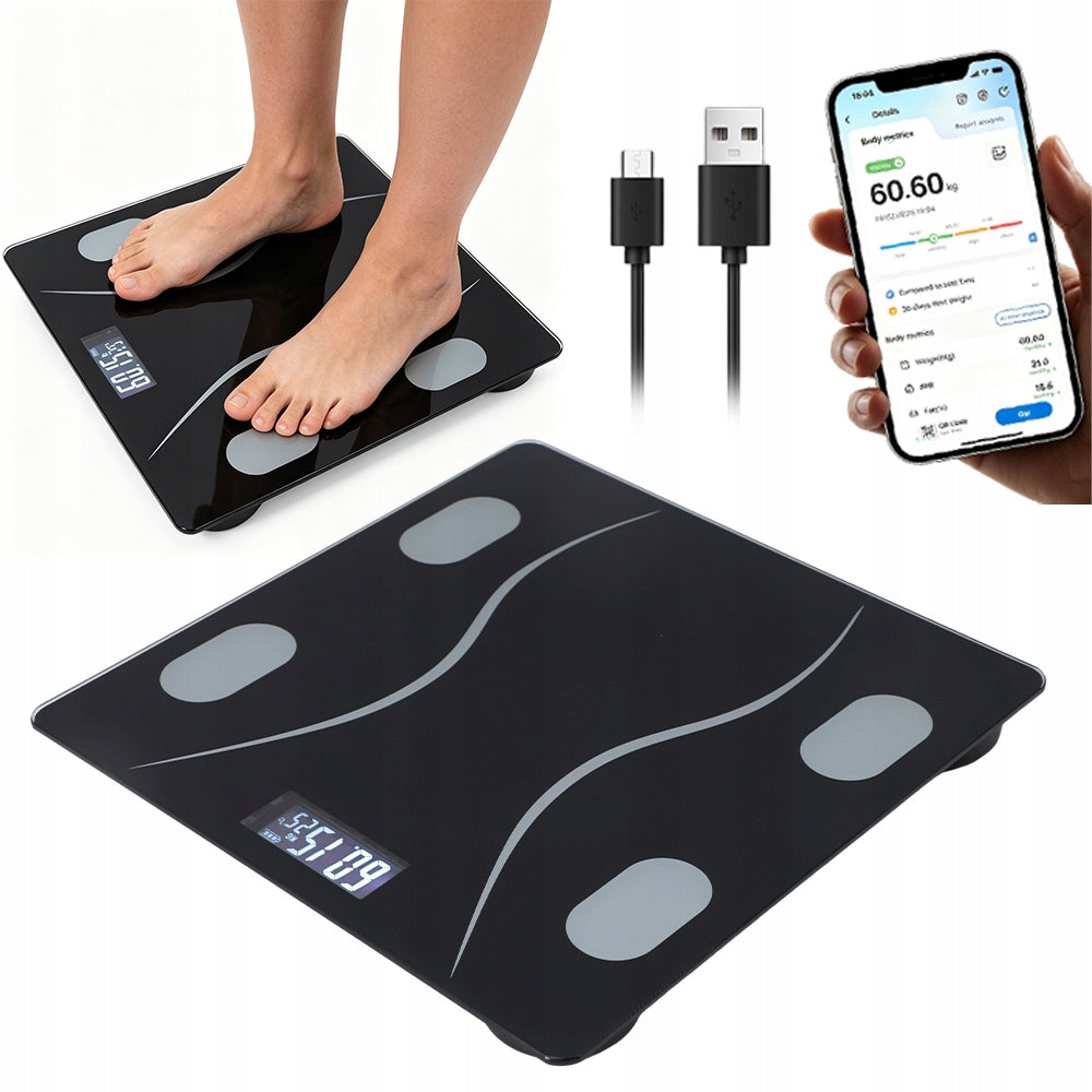 BATHROOM GLASS SCALE ANALYTICAL ELECTRONIC SMART+ APPLICATION BMI