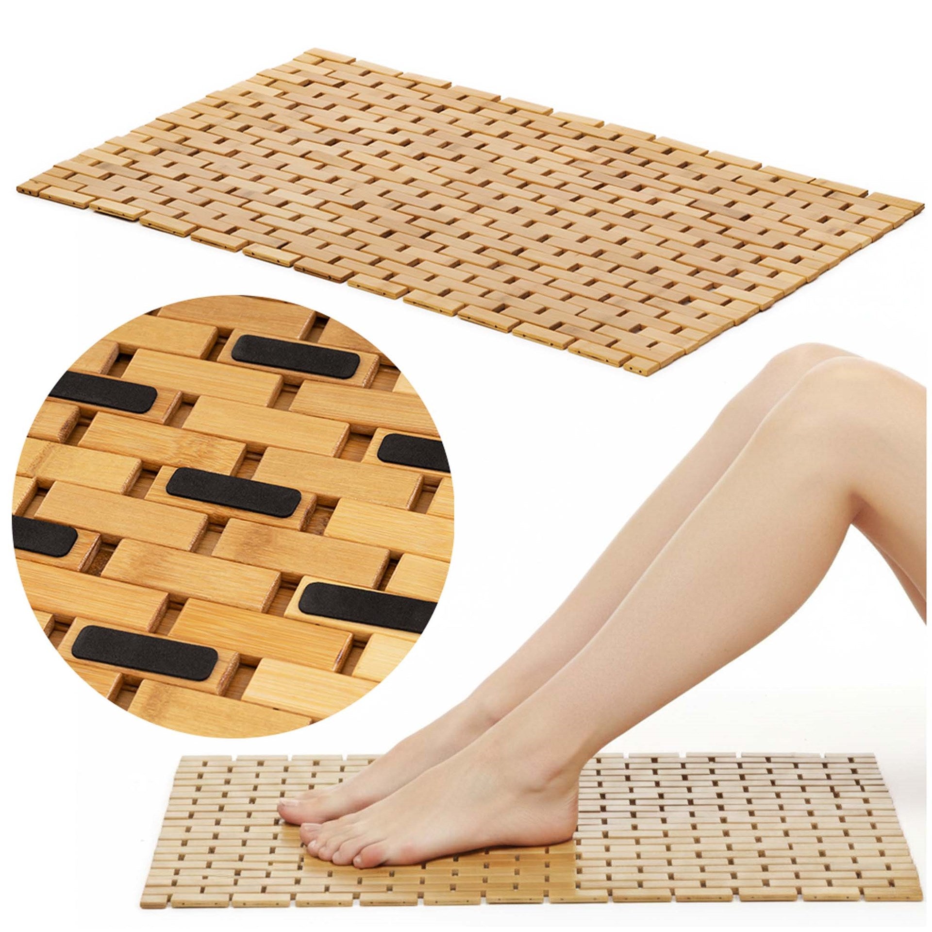BATHROOM MAT BAMBOO RUG NON-SLIP QUICK-DRYING 50x80cm LARGE Product width 50 cm