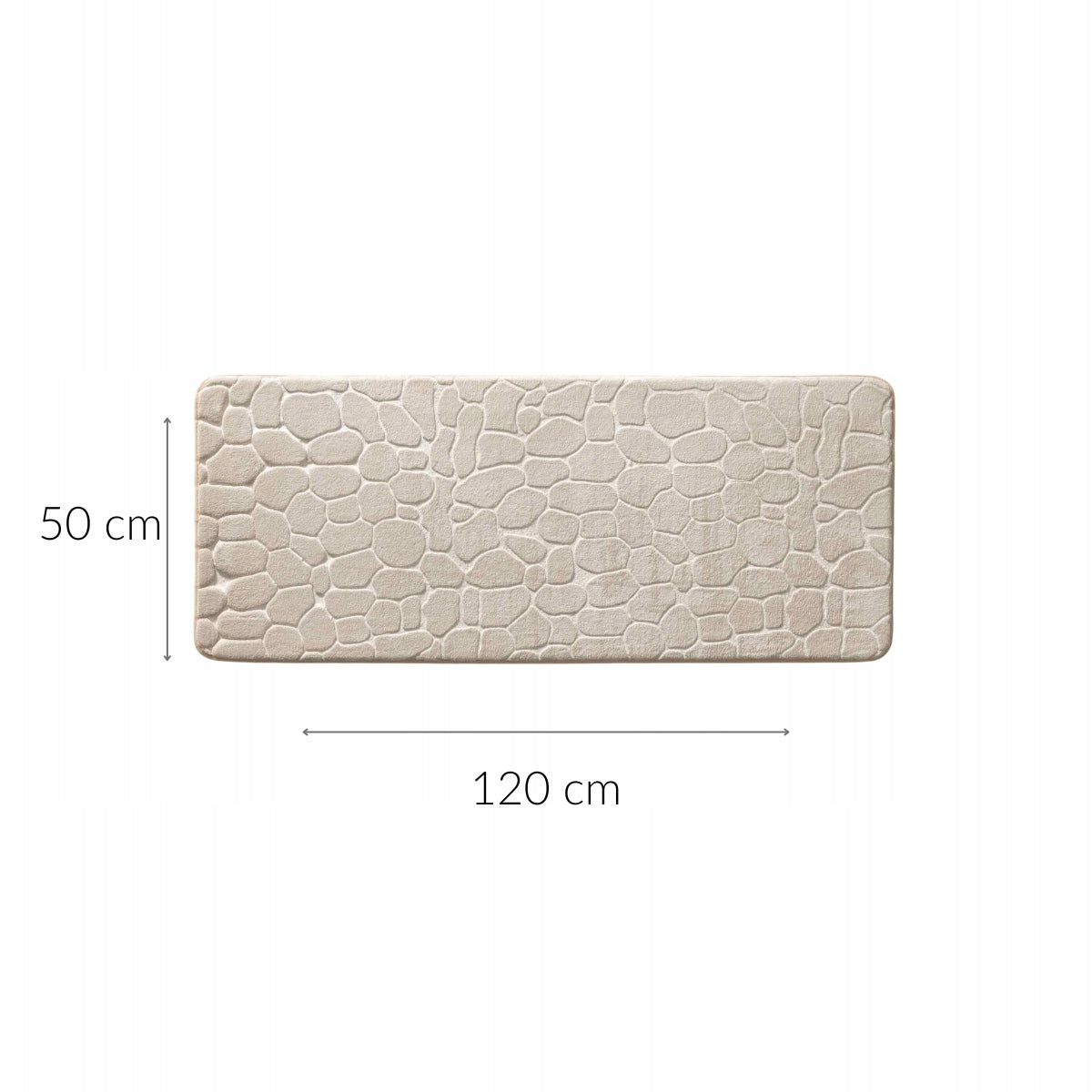BATHROOM MAT BEIGE ANTI-SLIP RUG EMBOSSED PATTERN 50 x 120 cm Length 120 cm