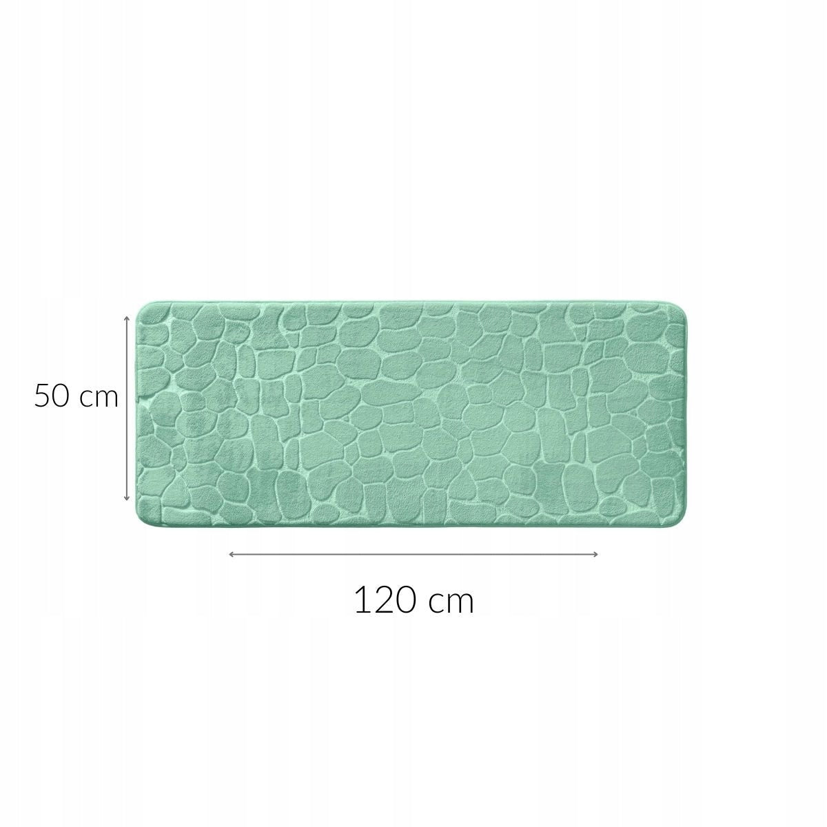 BATHROOM MAT GREEN NON-SLIP RUG EMBOSSED PATTERN 50 x 120 cm Length 120 cm