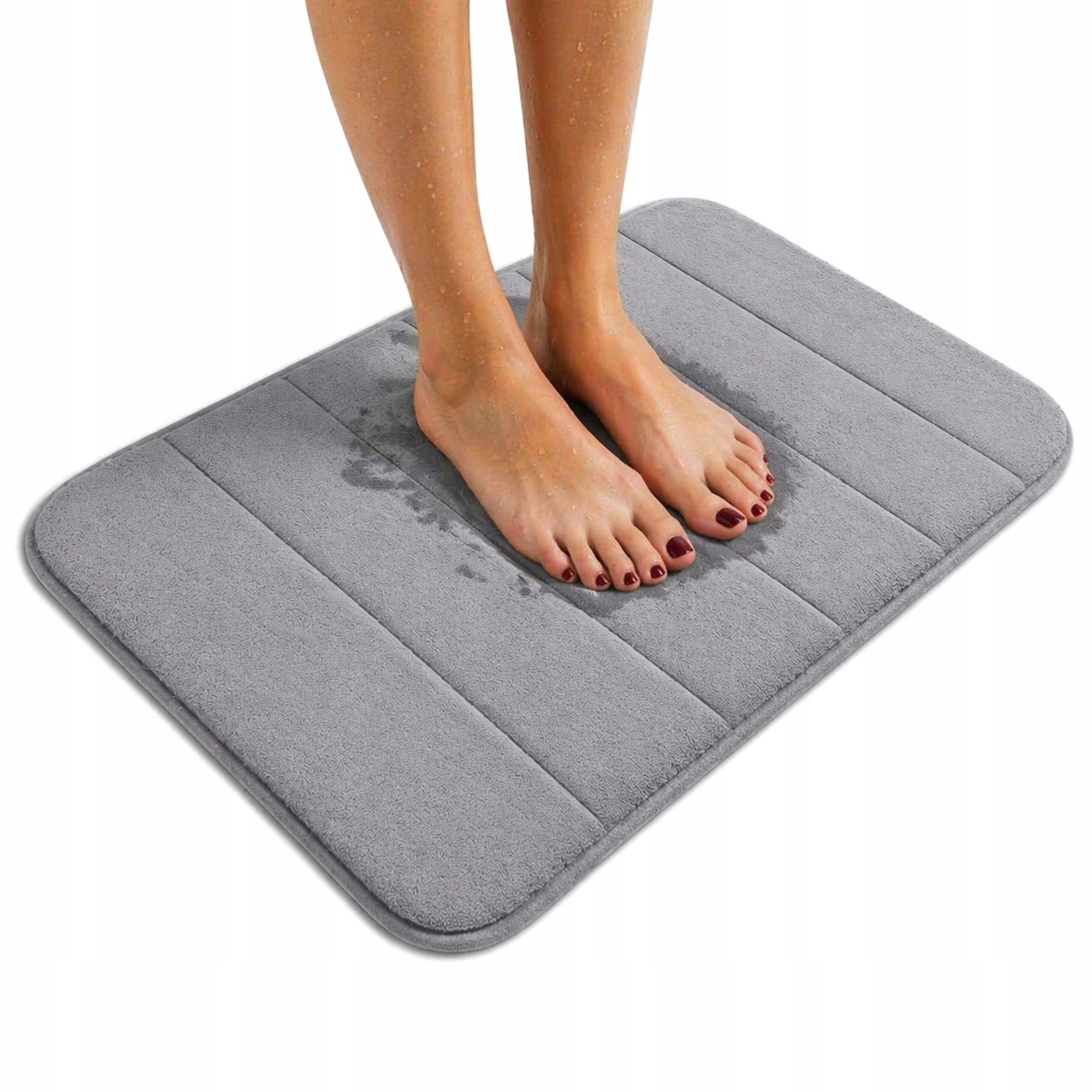 BATHROOM MAT NON-SLIP SHOWER GREY 40 x 60 cm SOFT RUG