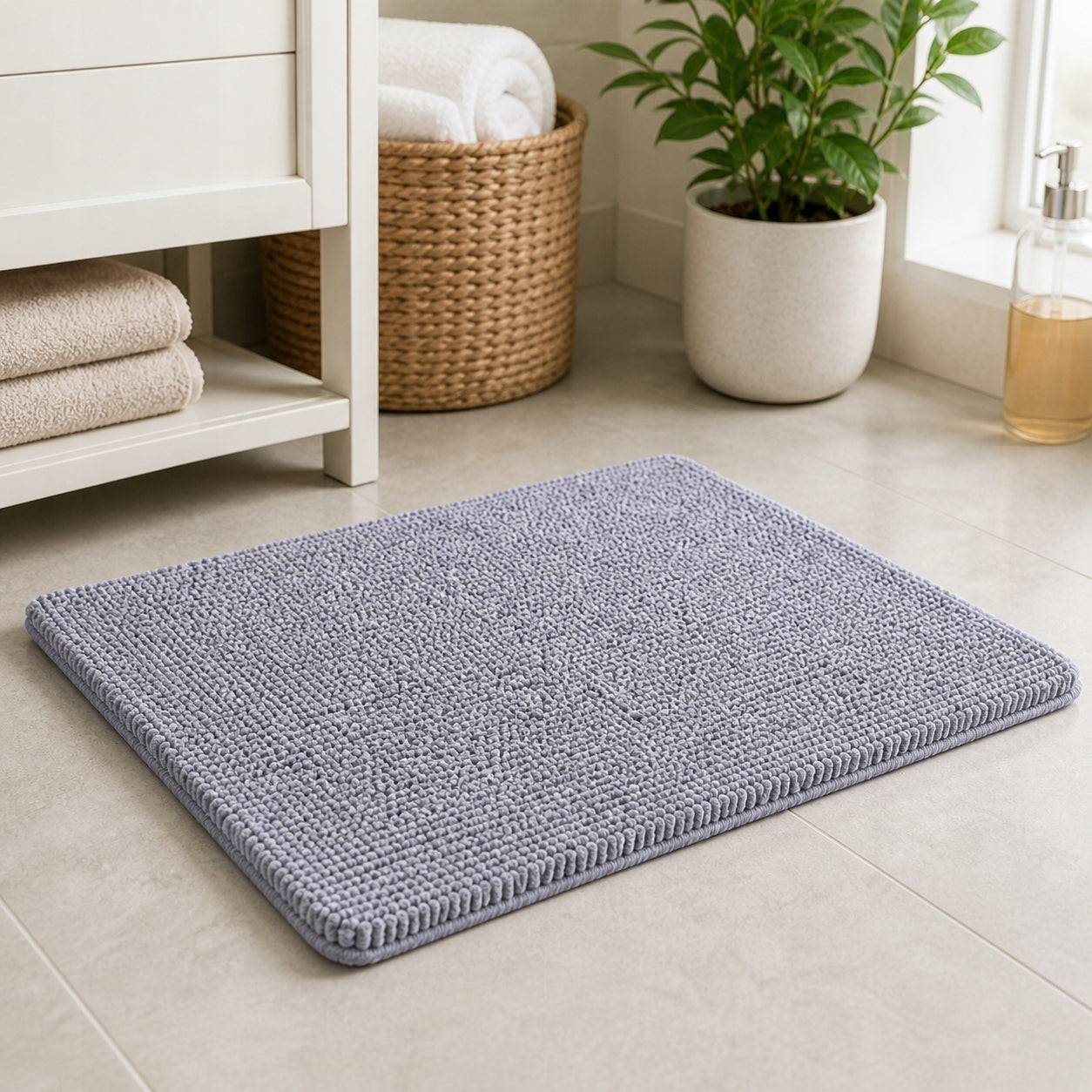 BATHROOM MAT NON-SLIP SOFT ABSORBENT LARGE GREY 50x80 cm Length 50 cm