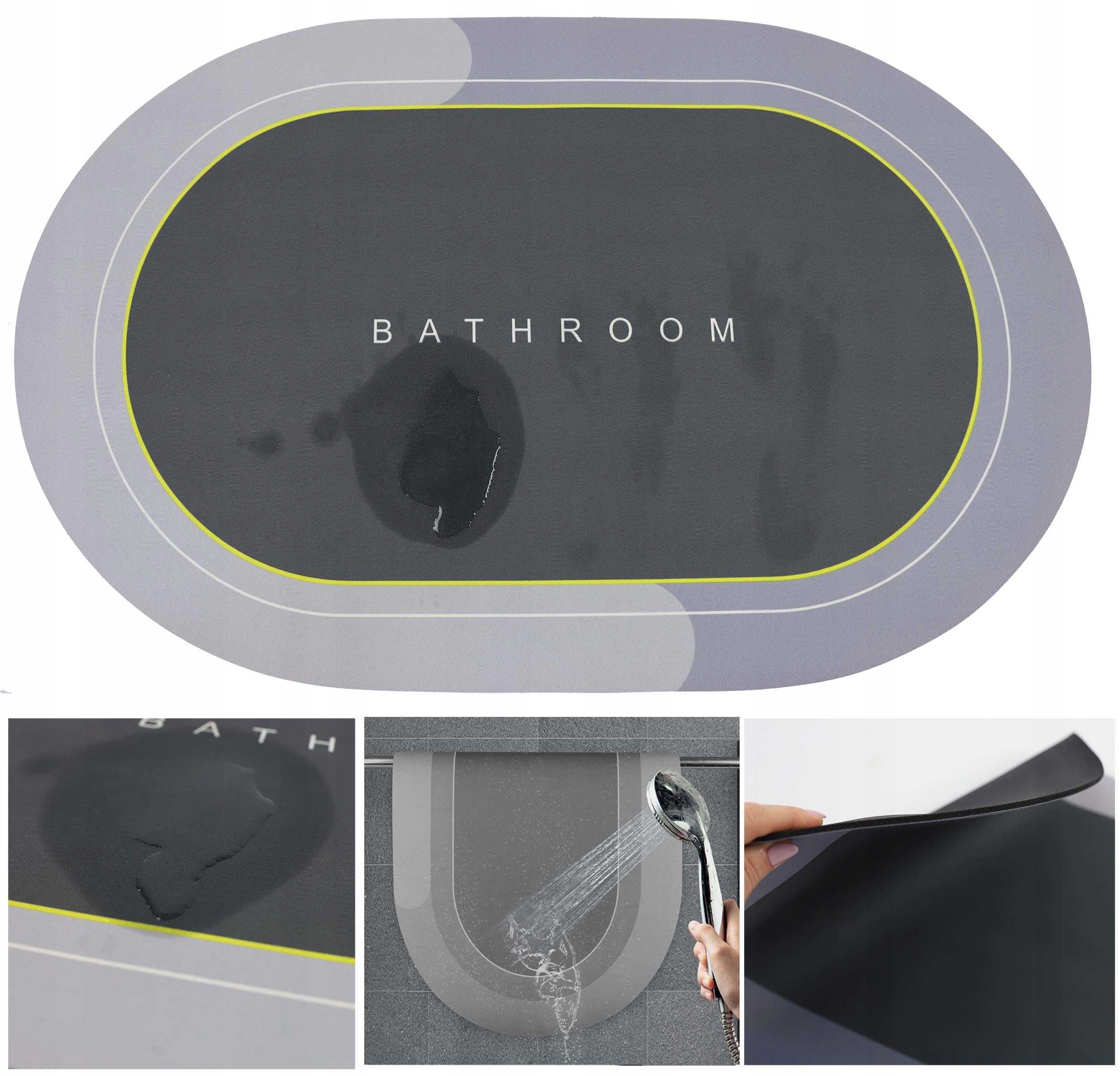 BATHROOM MAT QUICK-DRYING BATHROOM RUG MARBLE 60X90 cm Material polyester