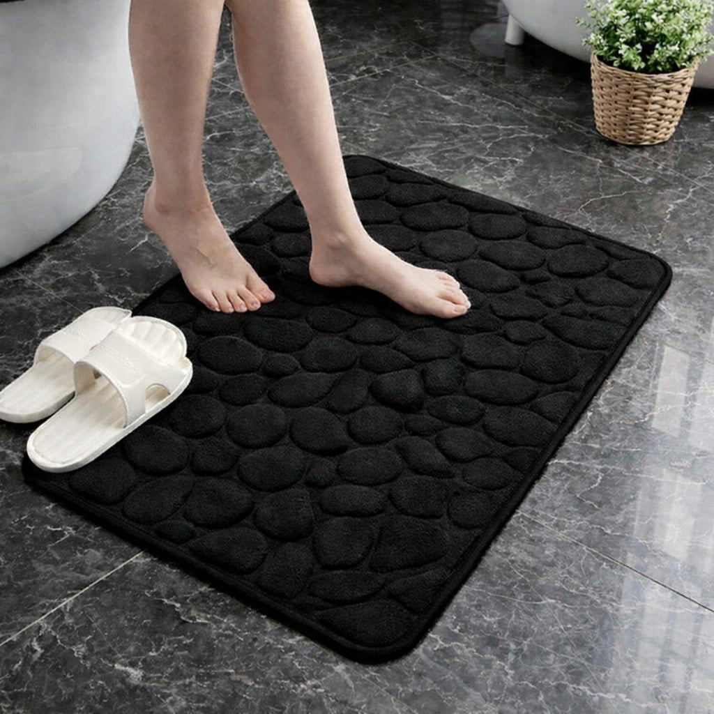 BATHROOM MAT SOFT QUICK-DRYING BLACK NON-SLIP RUG 40x60CM Brand no brand