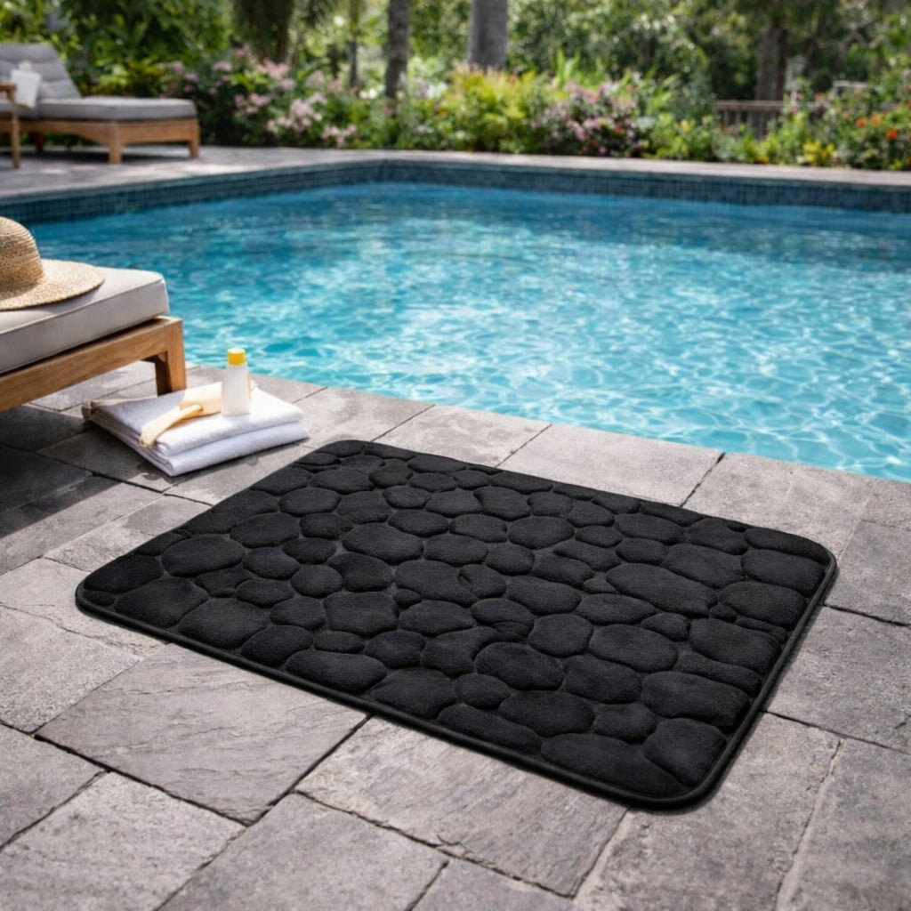 BATHROOM MAT SOFT QUICK-DRYING BLACK NON-SLIP RUG 40x60CM Shape rectangle