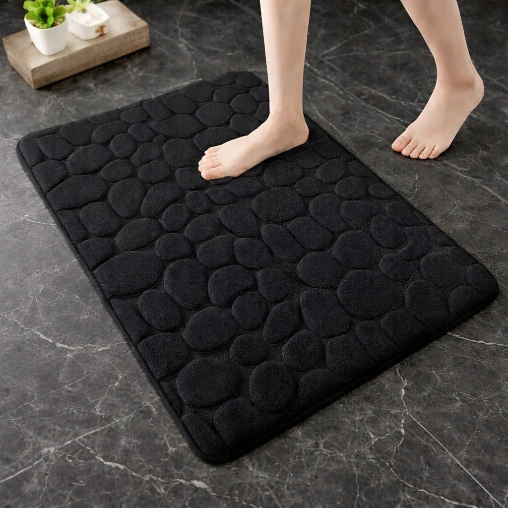 BATHROOM MAT SOFT QUICK-DRYING BLACK NON-SLIP RUG 40x60CM Thickness 5 mm