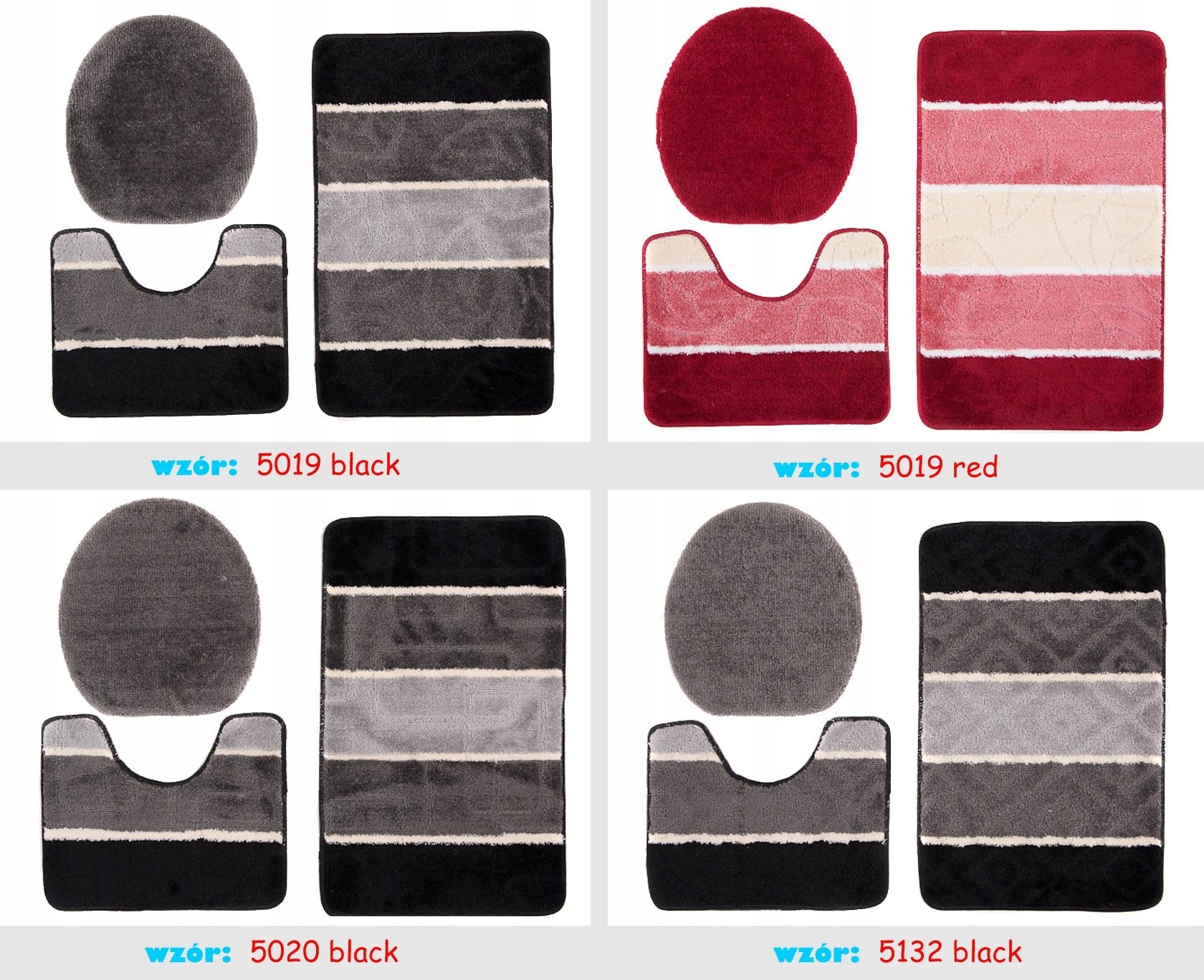 BATHROOM MATS 3 EL. ANTI-SLIP THICK 24H Length 80 cm