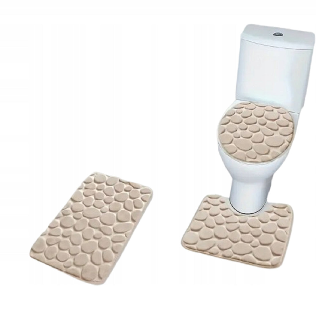 BATHROOM RUG 3PCS BEIGE SET SOFT NON-SLIP NICE