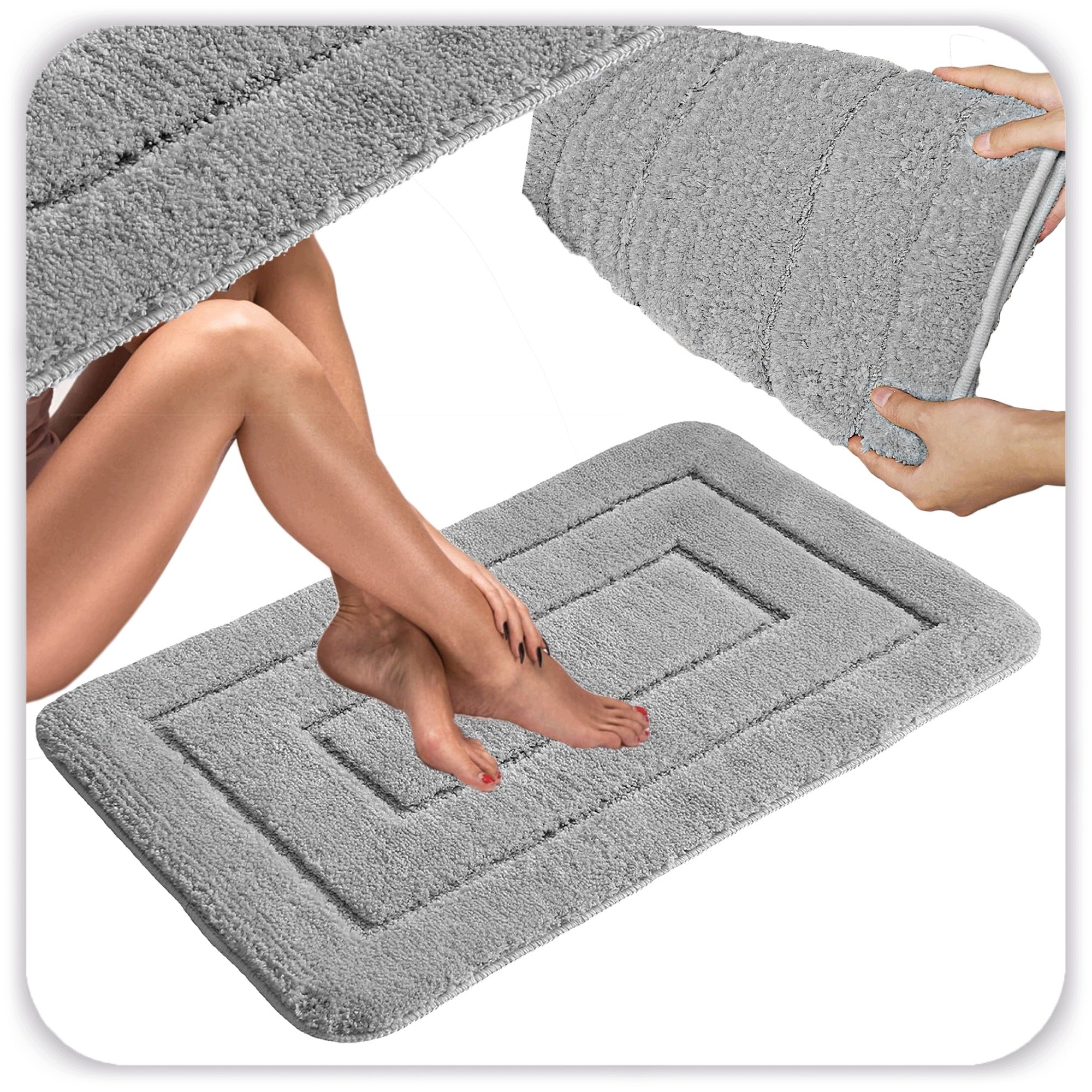 BATHROOM RUG 50 X 80 CM BATHROOM MAT NON-SLIP GREY FOOT Manufacturer code STOPKA SZARA MATA ŁAZIENKOWA 50 CM X 80 CM