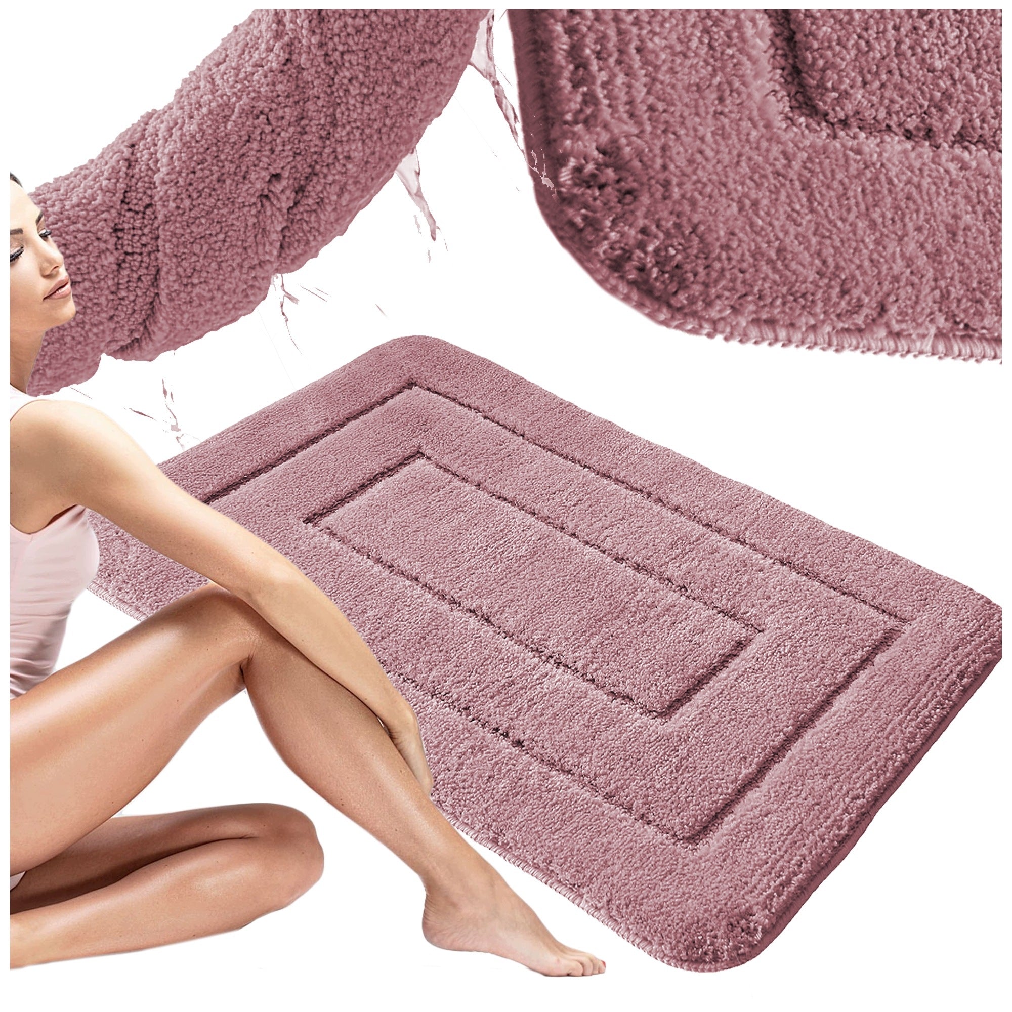 BATHROOM RUG 50 X 80 CM BATHROOM MAT NON-SLIP PINK FOOT