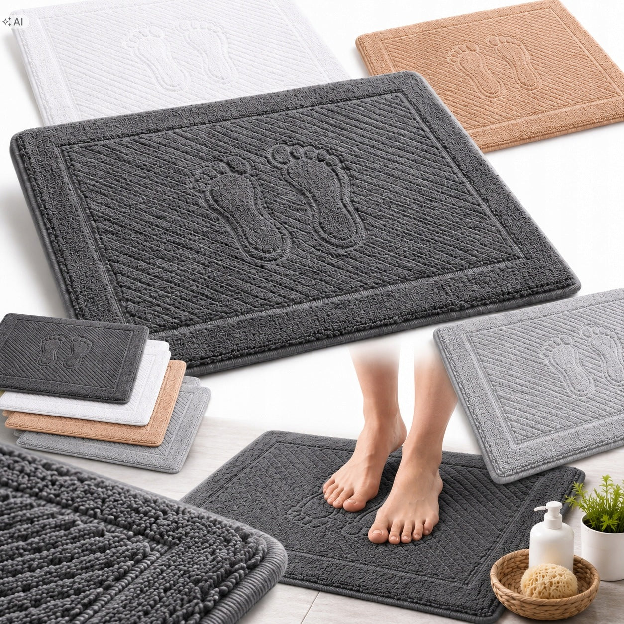 BATHROOM RUG 50x70 100 COTTON 650g TOWEL FOOT SOFT ABSORBENT SPA