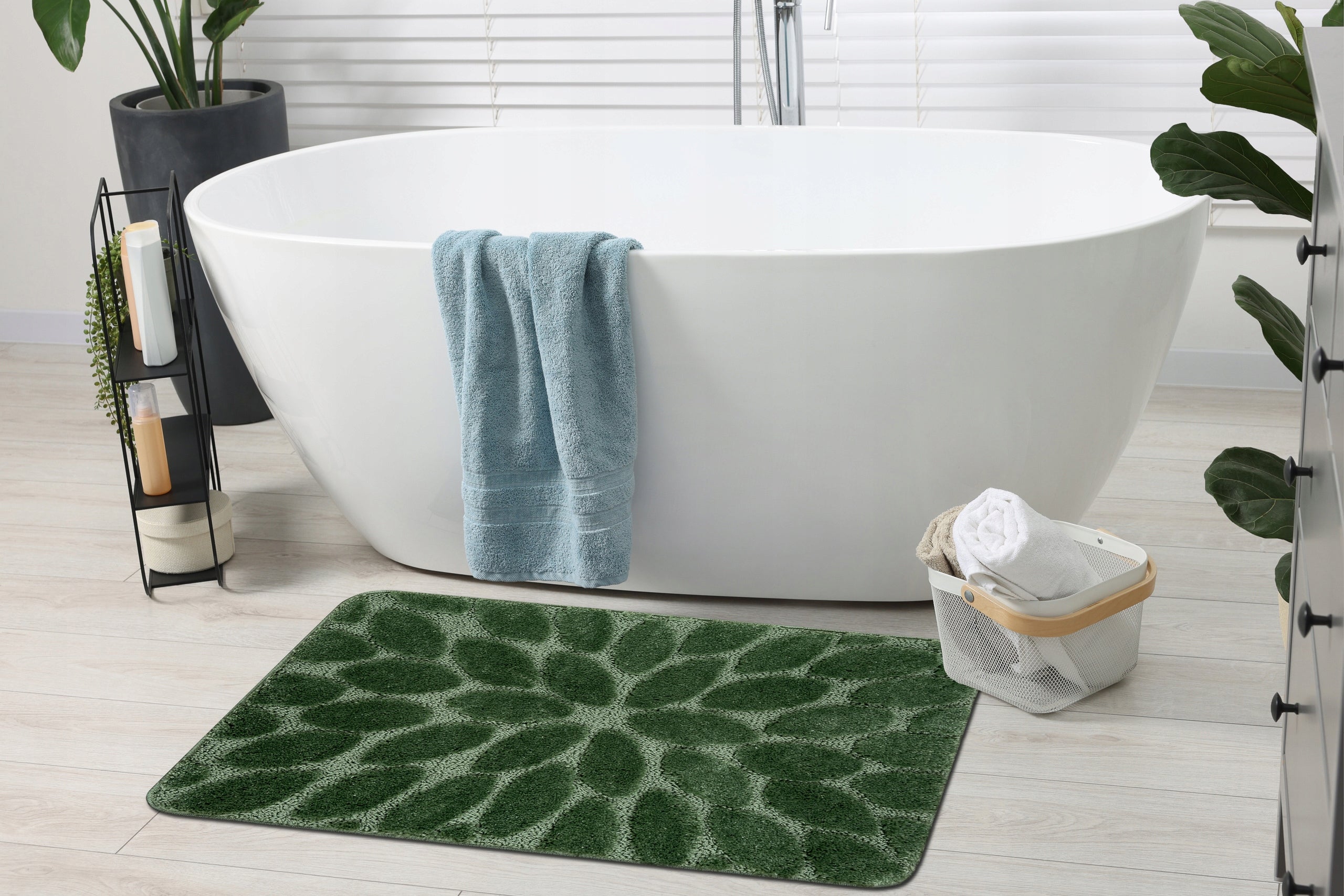 BATHROOM RUG 50x80 STONES GREEN NON-SLIP SOFT #KPL301 Brand Dywany Łuszczów