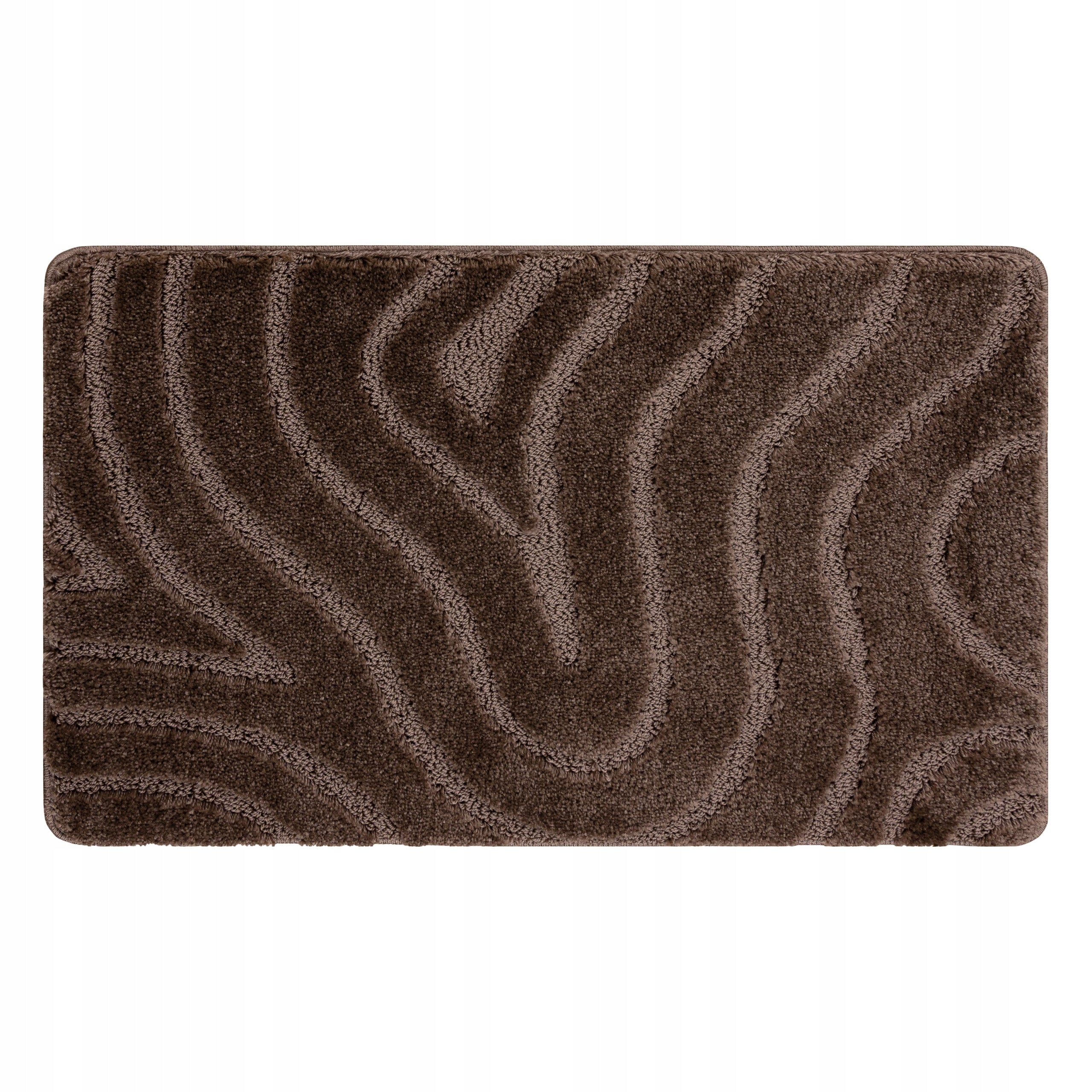 BATHROOM RUG 50x80 WAVES BROWN NON-SLIP SOFT #KPL303
