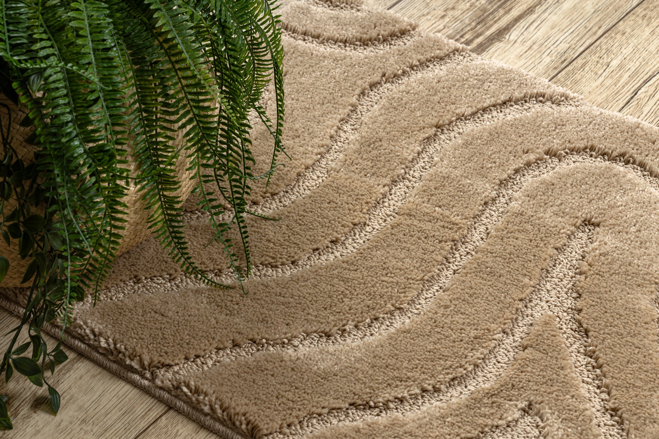BATHROOM RUG 50x80 WAVES beige NON-SLIP SOFT #KPL302 Product width 50 cm
