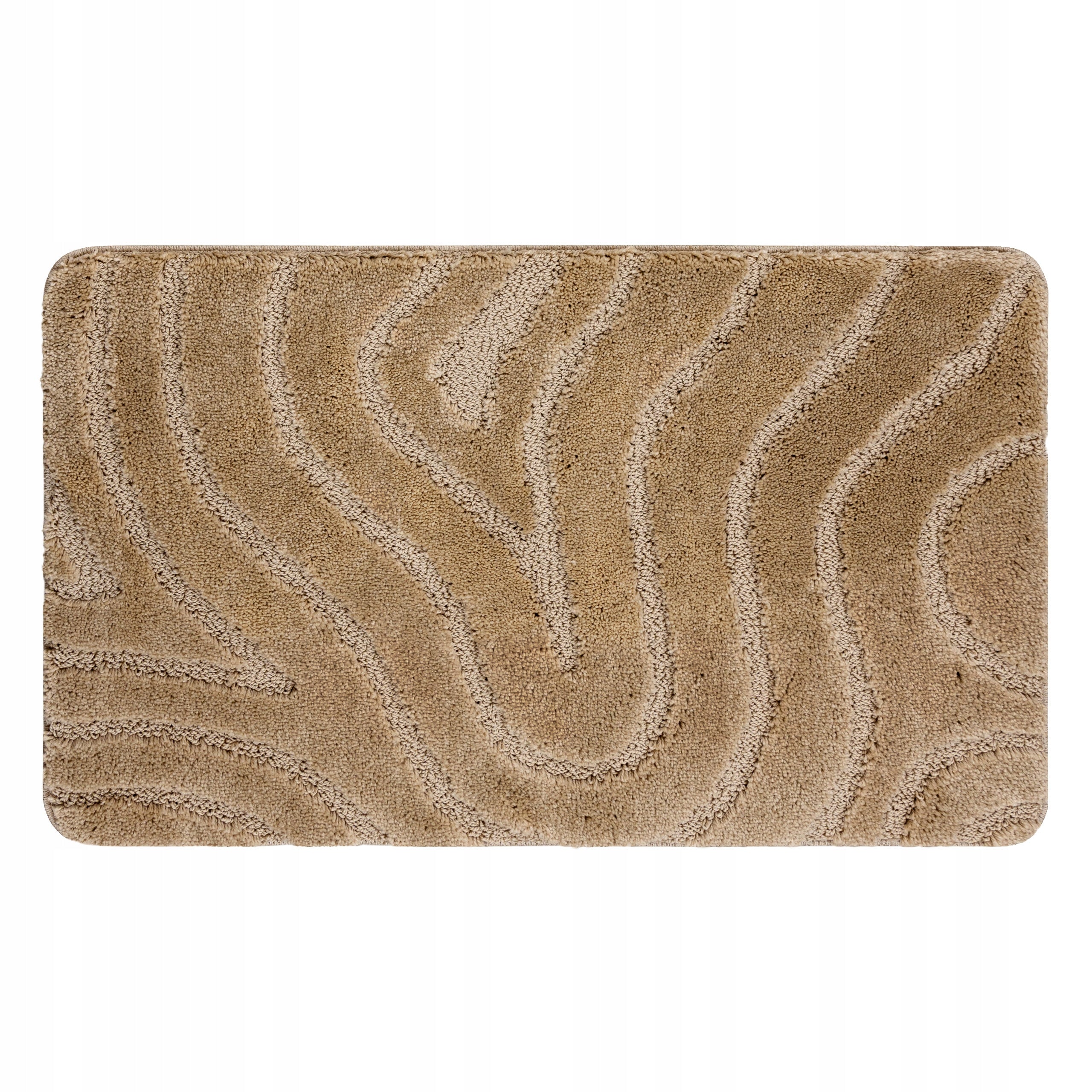 BATHROOM RUG 50x80 WAVES beige NON-SLIP SOFT #KPL302