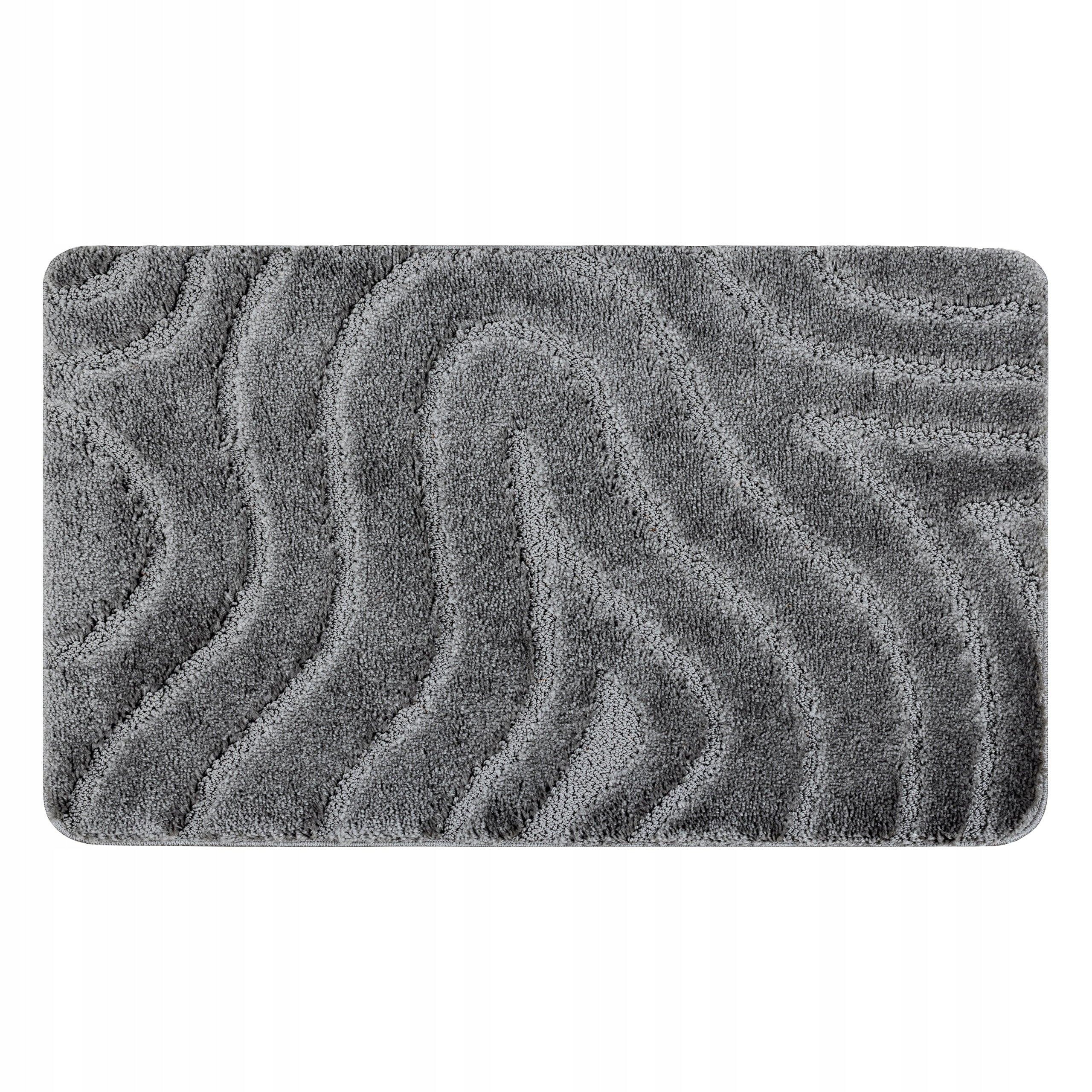 BATHROOM RUG 50x80 WAVES grey NON-SLIP SOFT #KPL253