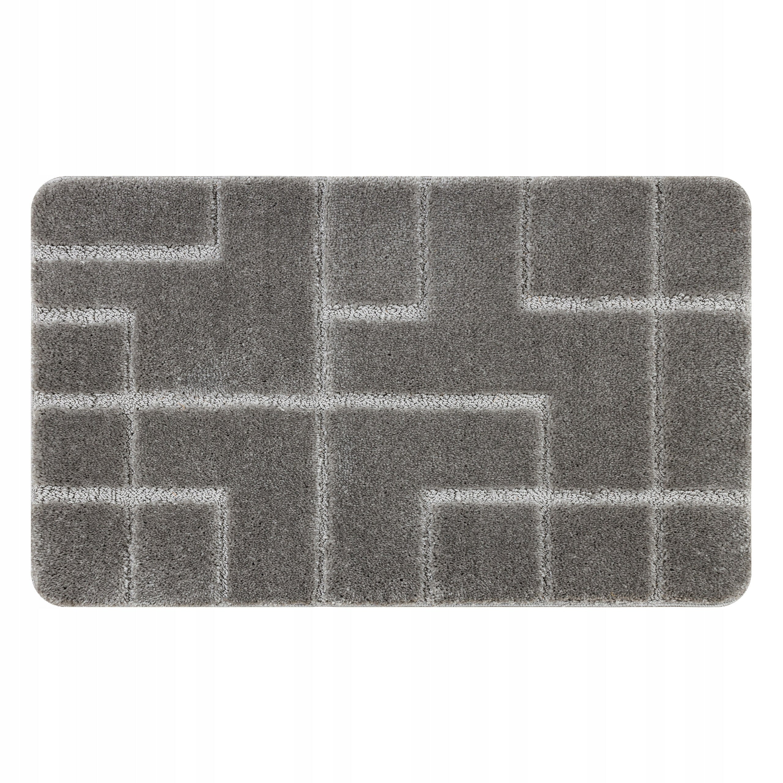 BATHROOM RUG 60x100 LINES grey NON-SLIP SOFT #KPL265