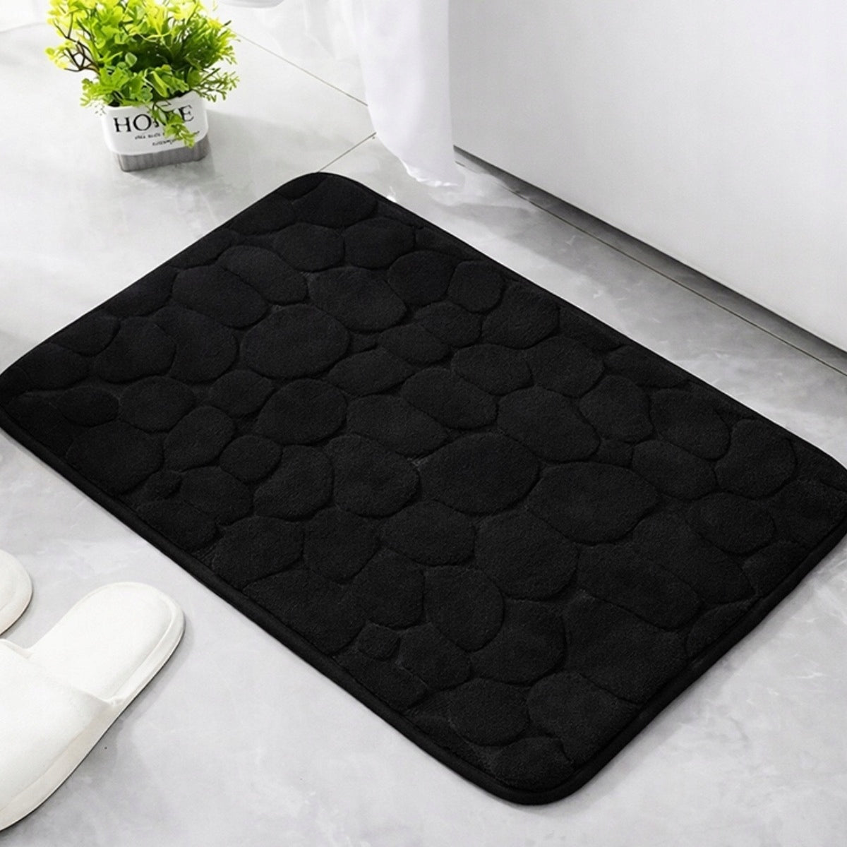 BATHROOM RUG 80X50 QUICK DRYING ABSORBENT ANTI-SLIP BLACK Product width 50 cm